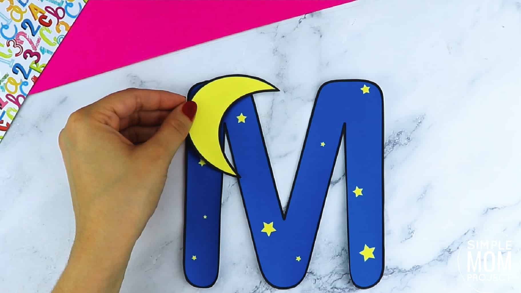 M is for Moon Printable Craft Moon Letter M Craft for Kids, preschoolers, toddlers and kindergartners