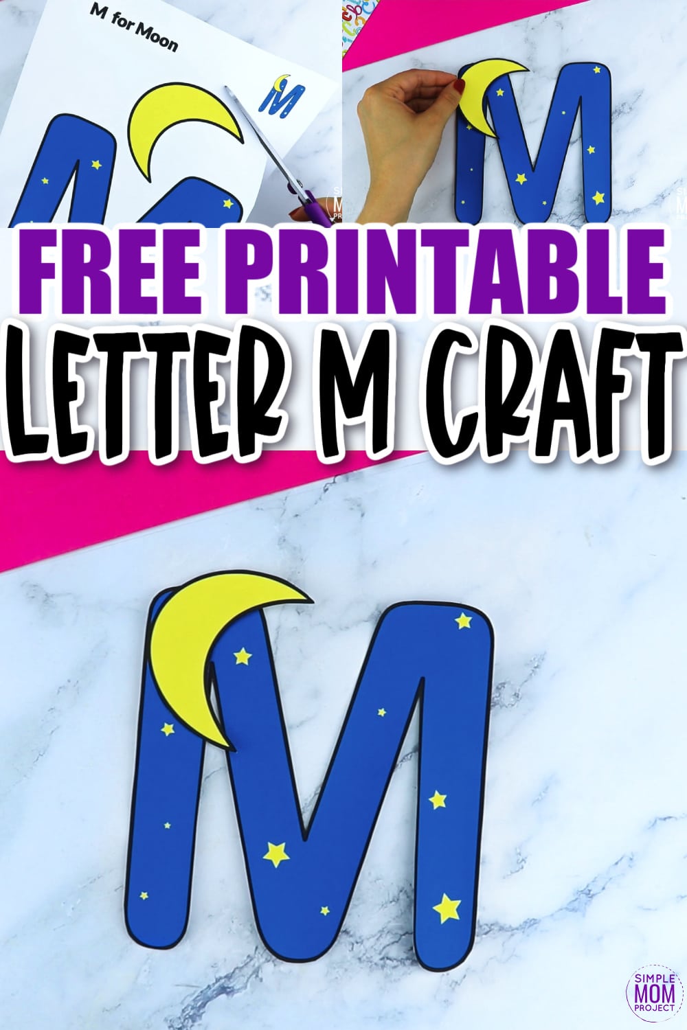 Are you looking for a fun and creative pre k or kindergarten activity to teach the uppercase letter M to your kids or toddler? Use this fun and free printable moon letter M paper art craft. It is an easy way to make learning simple and fun at the same time. Your kindergarten students will also love making this monster of a moon letter M craft idea.
