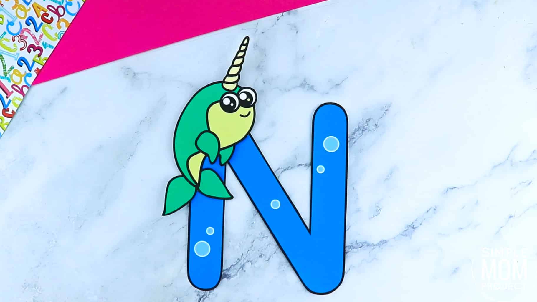 N is for Narwhal Printable Craft Narwhal Letter N Craft for Kids, preschoolers, toddlers and kindergartners