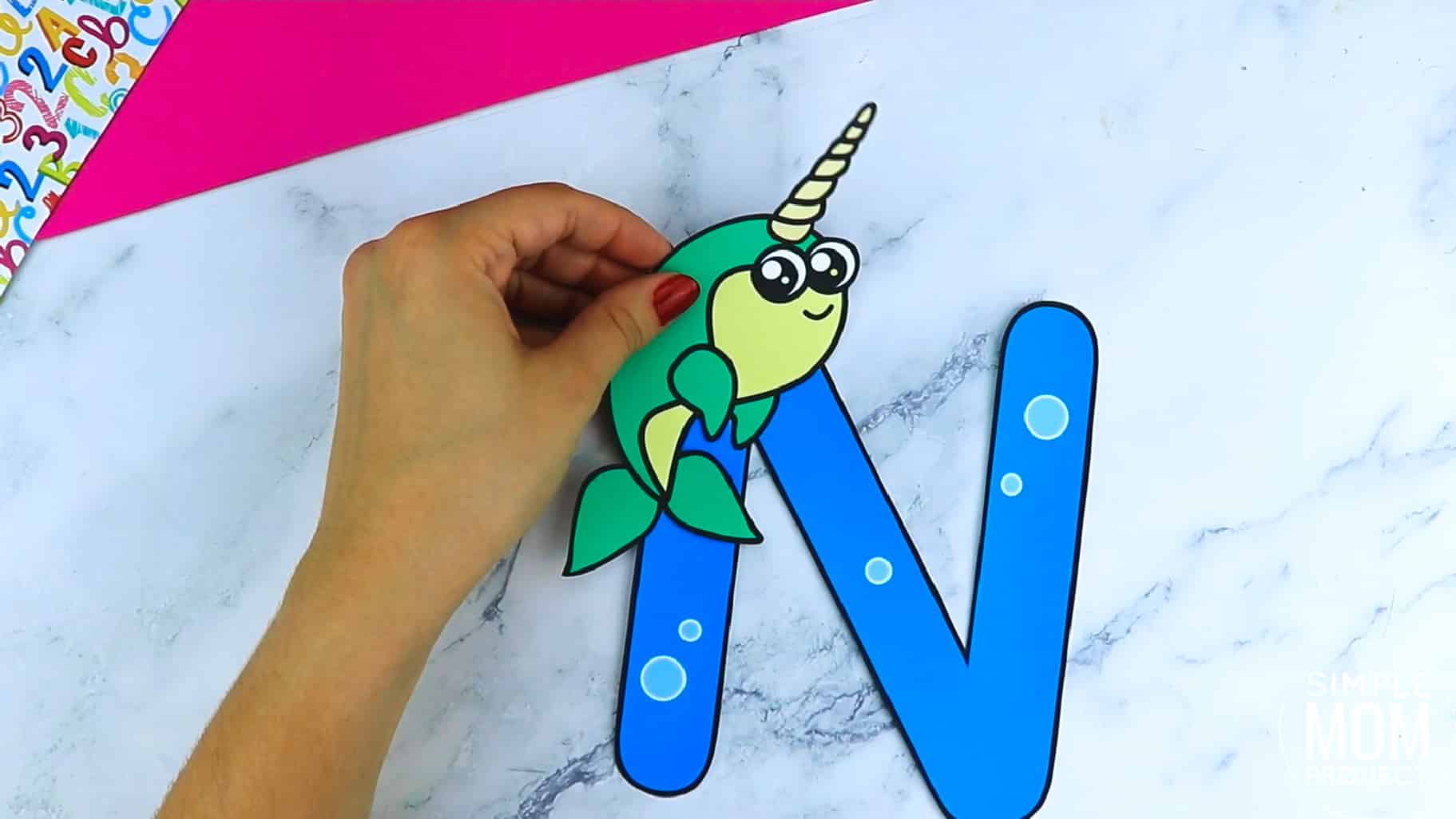 N is for Narwhal Printable Craft Narwhal Letter N Craft for Kids, preschoolers, toddlers and kindergartners