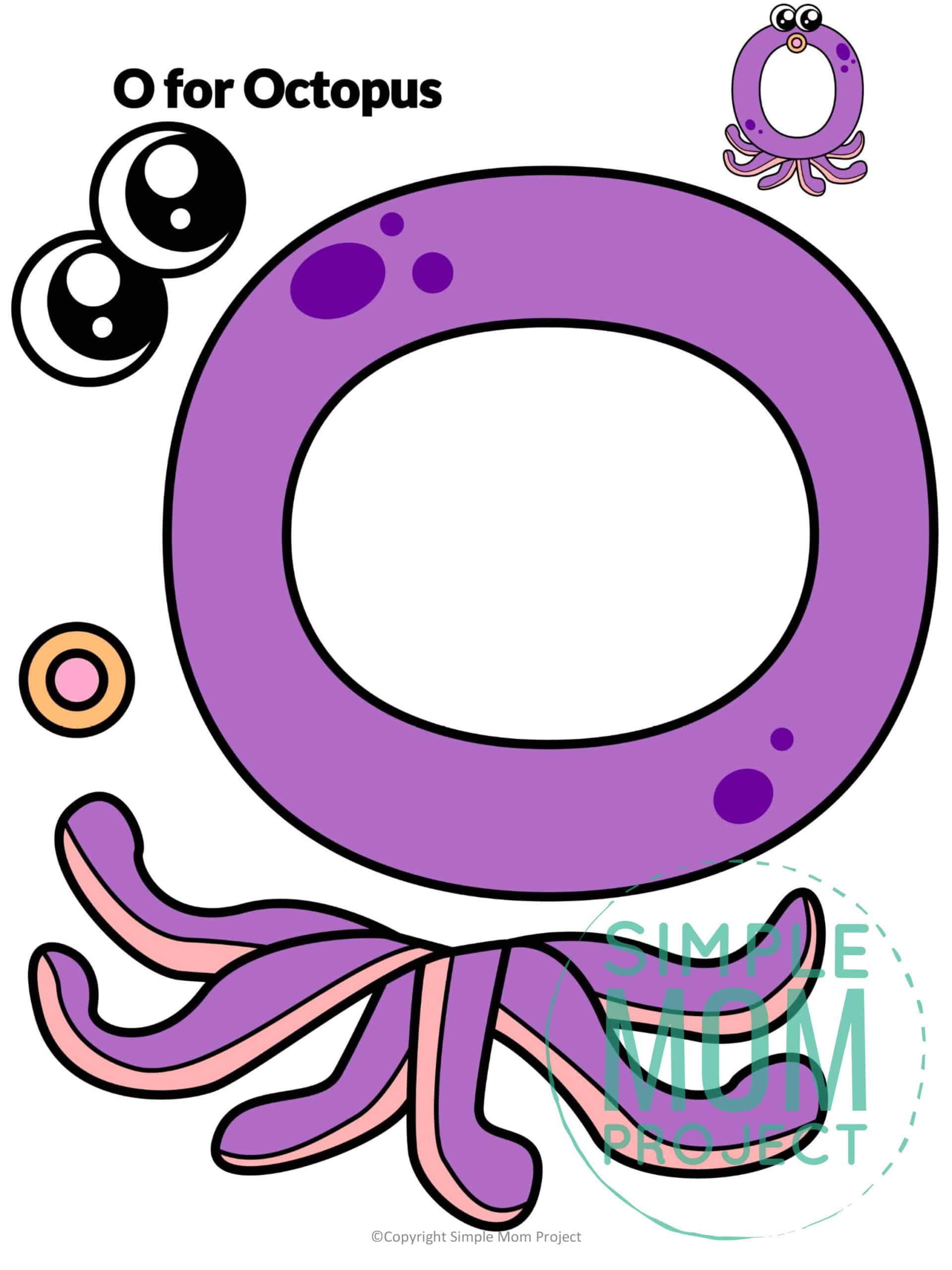 O is for Octopus Printable Craft Octopus Letter O Craft for Kids, preschoolers, toddlers and kindergartners