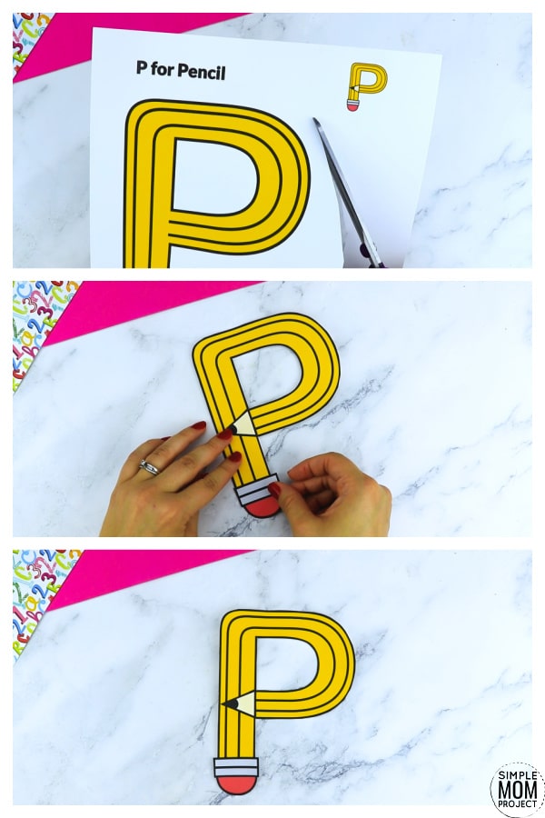 P is for Pencil Printable Craft Pencil Letter P Craft for Kids, preschoolers, toddlers and kindergartners
