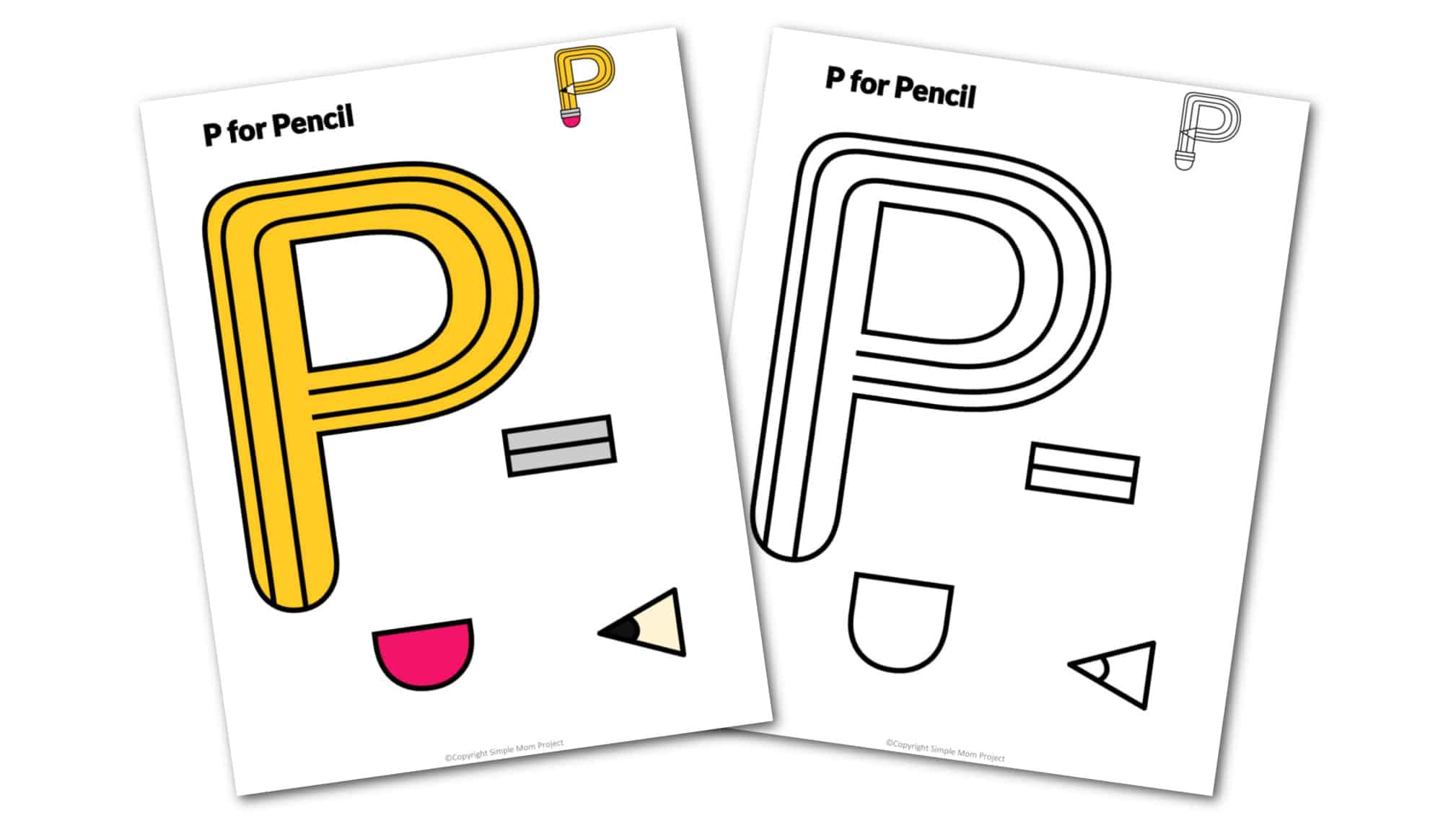 P is for Pencil Printable Craft Pencil Letter P Craft for Kids, preschoolers, toddlers and kindergartners