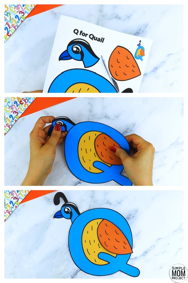 Q is for Quail Printable Craft Quail Letter Letter Q Craft for Kids, preschoolers, toddlers and kindergartners