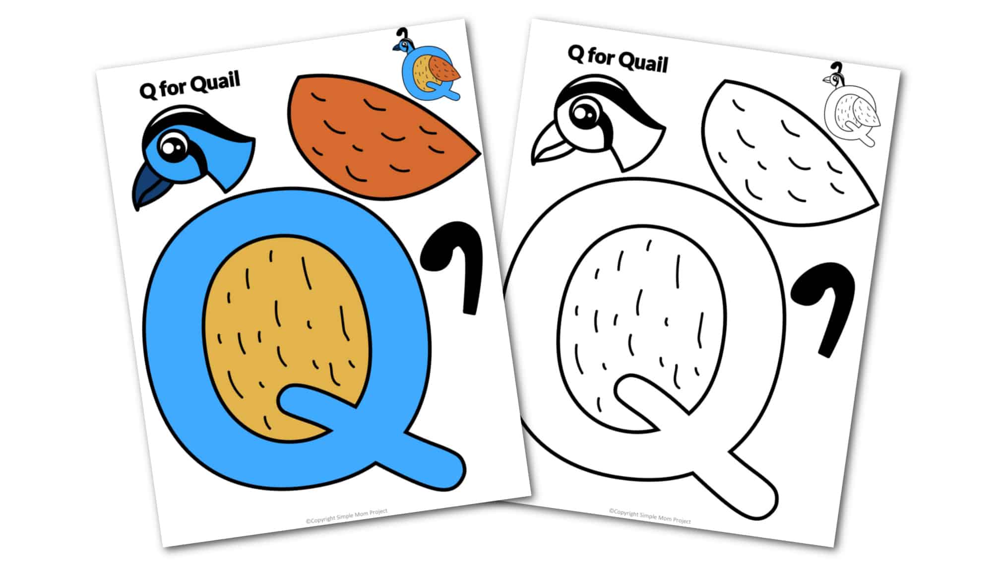 Q is for Quail Printable Craft Quail Letter Letter Q Craft for Kids, preschoolers, toddlers and kindergartners