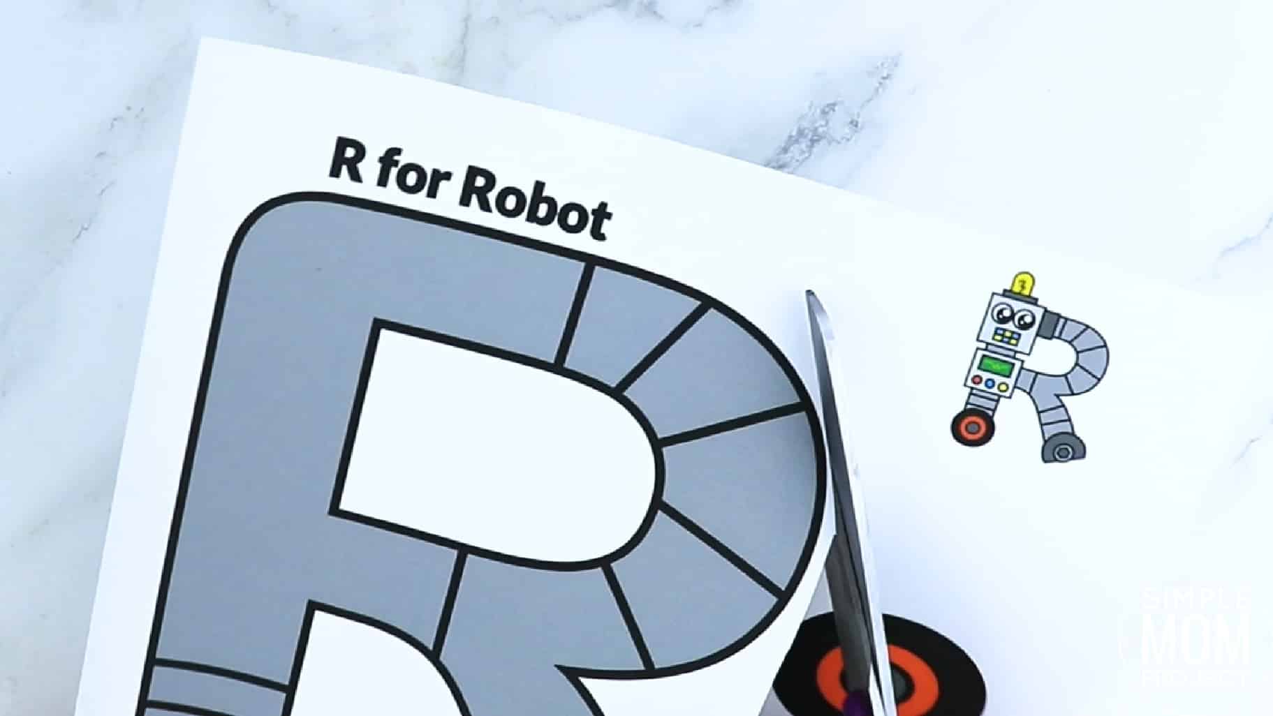 R is for Robot Printable Craft Robot Letter R Craft for Kids, preschoolers, toddlers and kindergartners