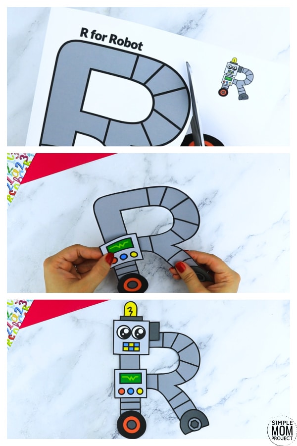 R is for Robot Printable Craft Robot Letter R Craft for Kids, preschoolers, toddlers and kindergartners