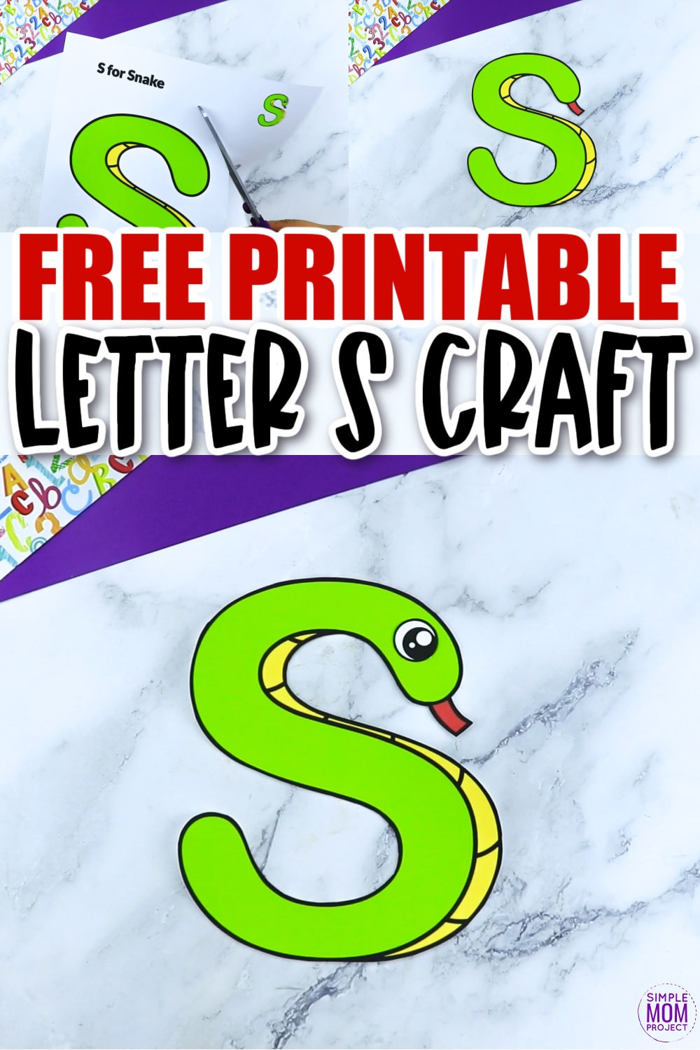 Are you looking for a fun and creative way to teach the alphabet uppercase letter S? Use this fun preschool free printable letter S for Snake learning craft activities. Grab other things that start with the letter S, like a seahorse, snowman, spider or star as you make this easy letter S craft. Your kindergarten students will also love making this fun printable letter S is for snake craft.