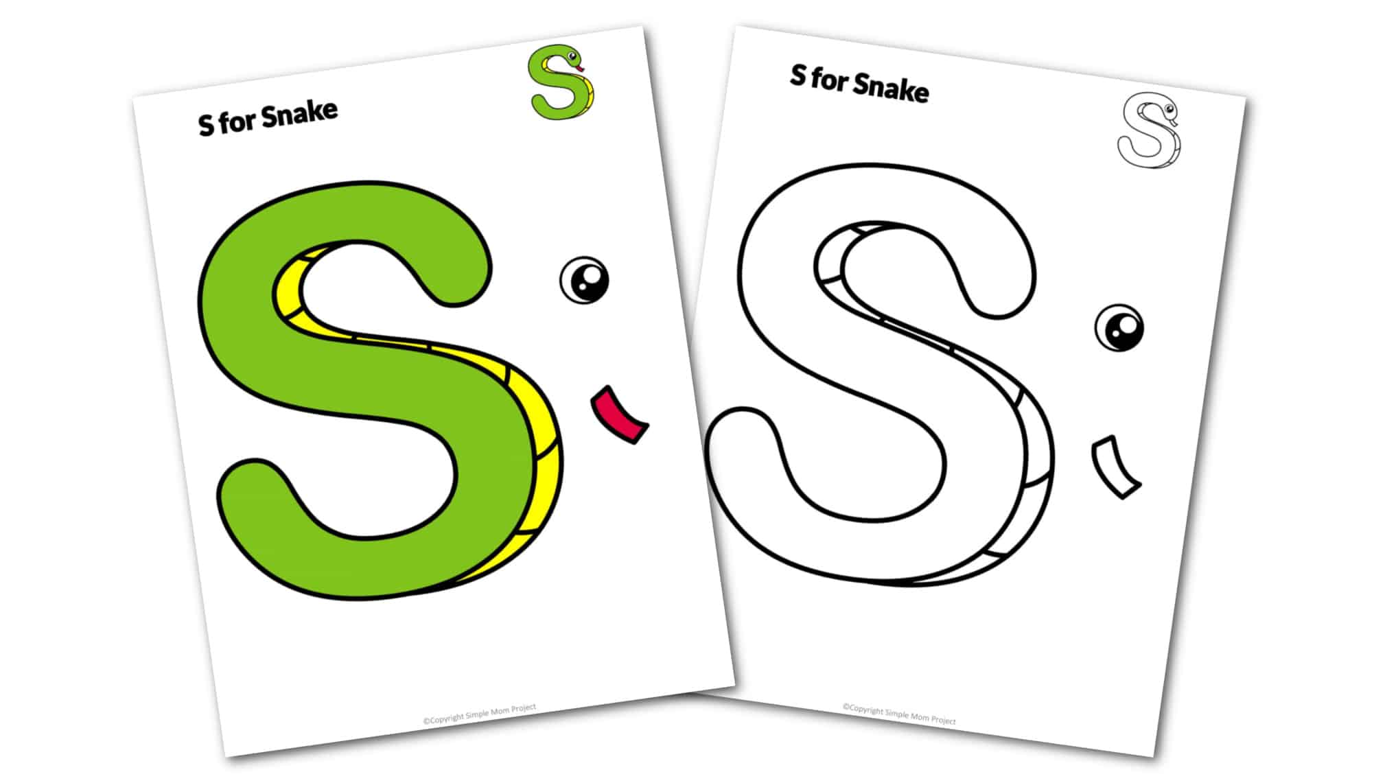 S is for Snake Printable Craft Snake Letter S Craft for Kids, preschoolers, toddlers and kindergartners