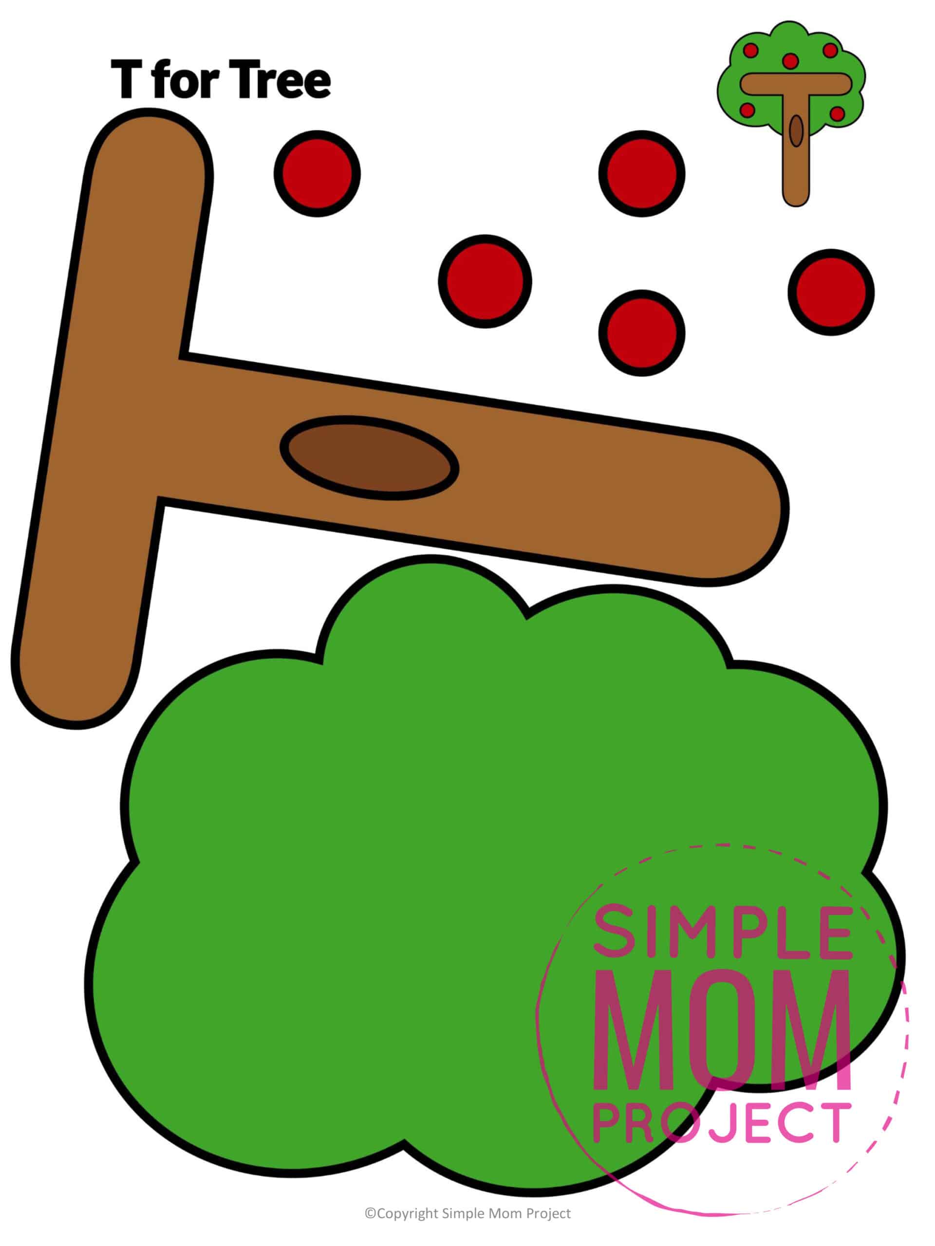 T is for Tree Printable Craft Tree Letter T Craft for Kids, preschoolers, toddlers and kindergartners