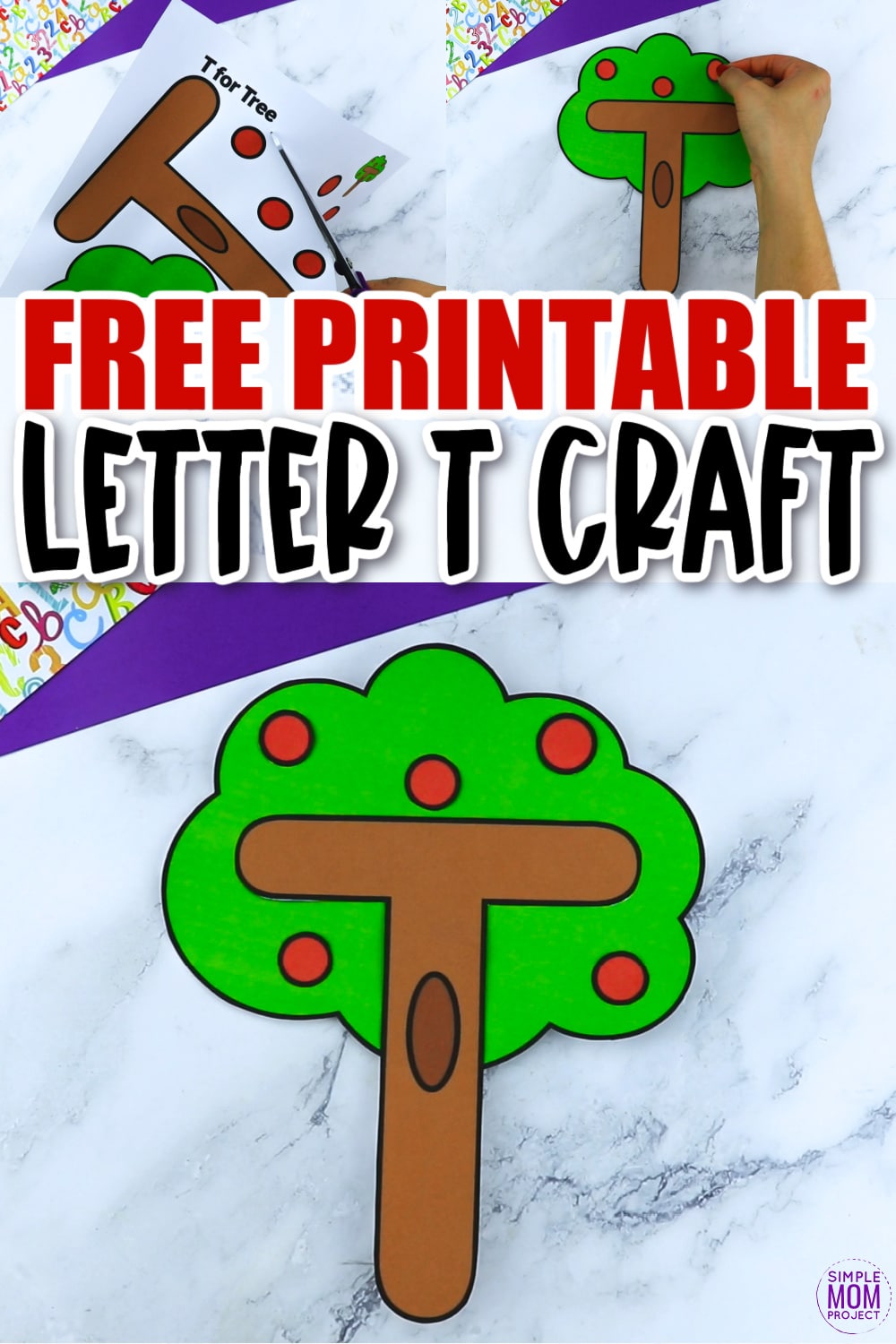 Are you looking for a fun and creative way to teach the alphabet uppercase letter T? Use this fun preschool free printable letter T is for Tree learning craft activities. Grab other things that start with the letter T, like a tiger stuffed animal, train, turtle or tractor toy or even a fun turkey toy as you make this easy letter T craft. Your kindergarten students will also love making this fun printable letter T is for tree craft.