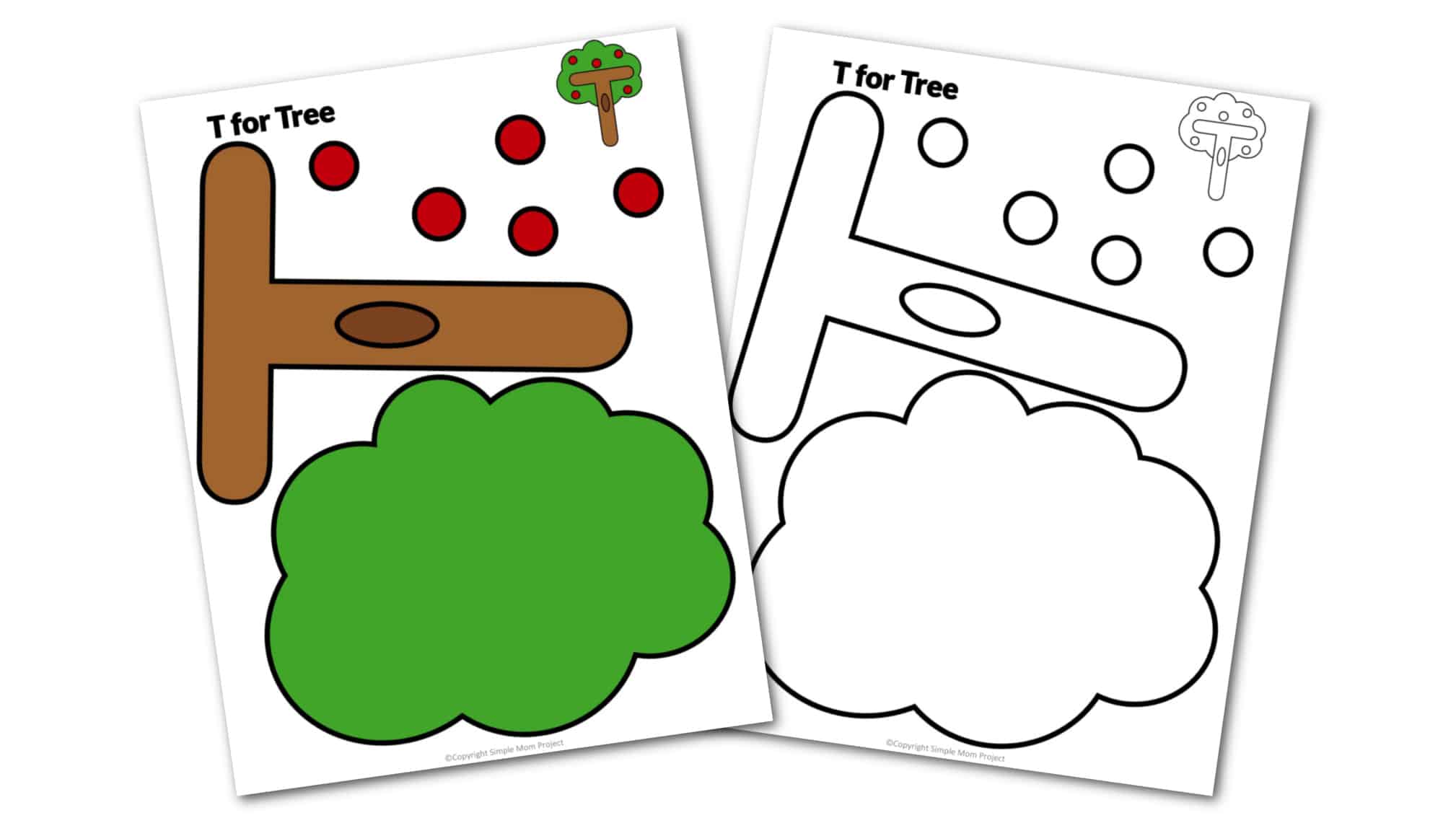 T is for Tree Printable Craft Tree Letter T Craft for Kids, preschoolers, toddlers and kindergartners