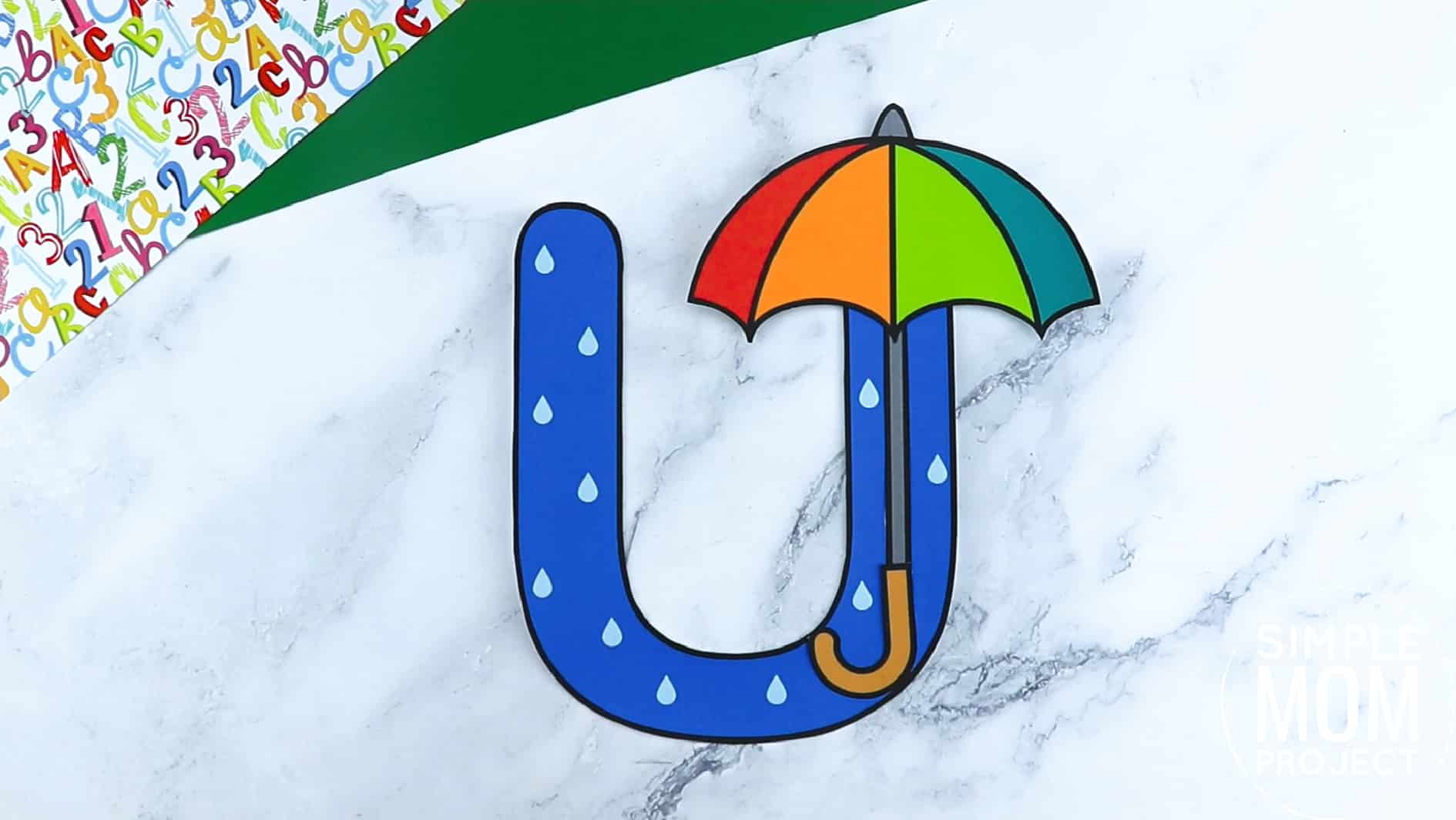 U is for Umbrella Printable Craft Umbrella Letter U Craft for Kids, preschoolers, toddlers and kindergartners