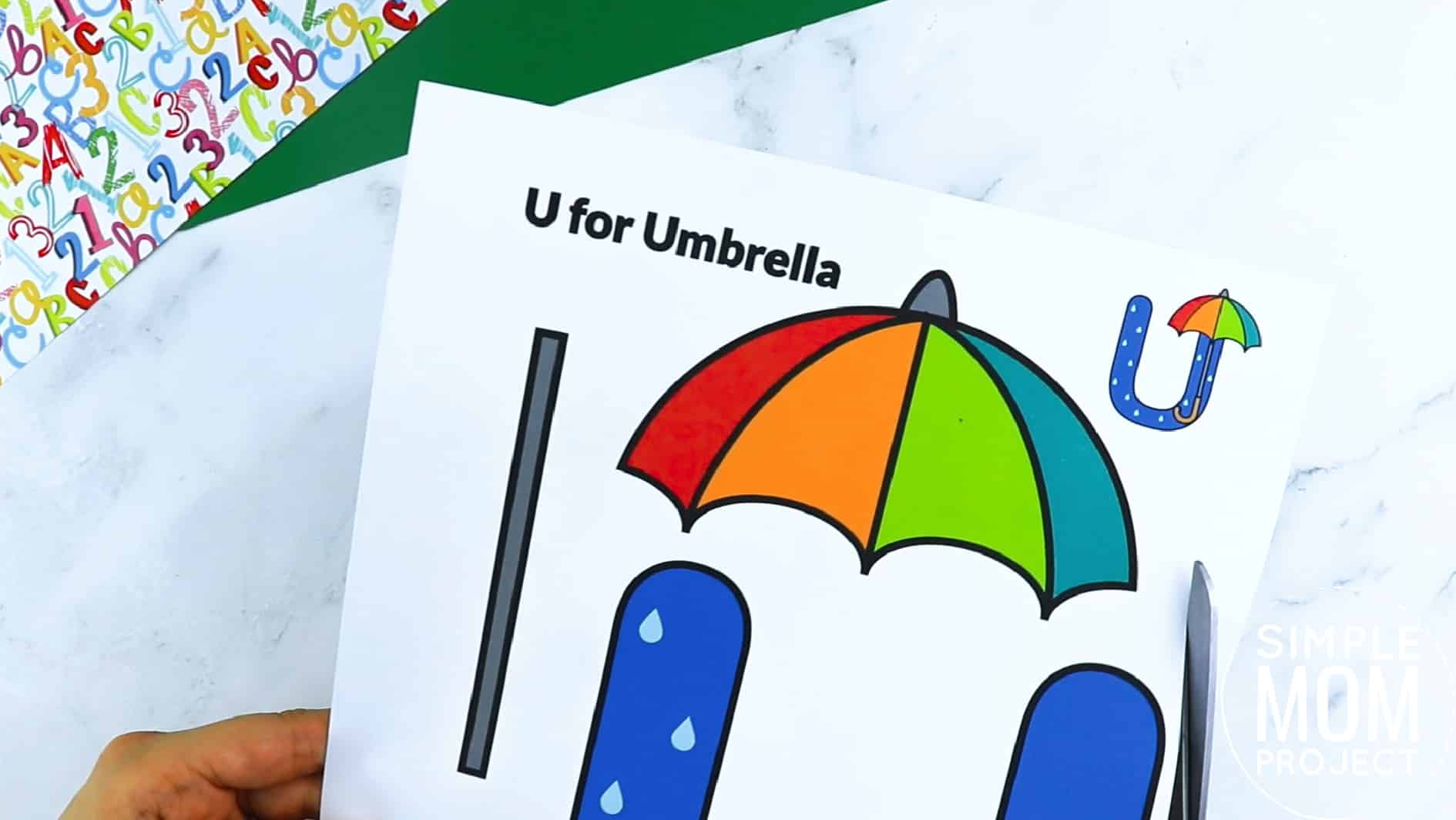 U is for Umbrella Printable Craft Umbrella Letter U Craft for Kids, preschoolers, toddlers and kindergartners