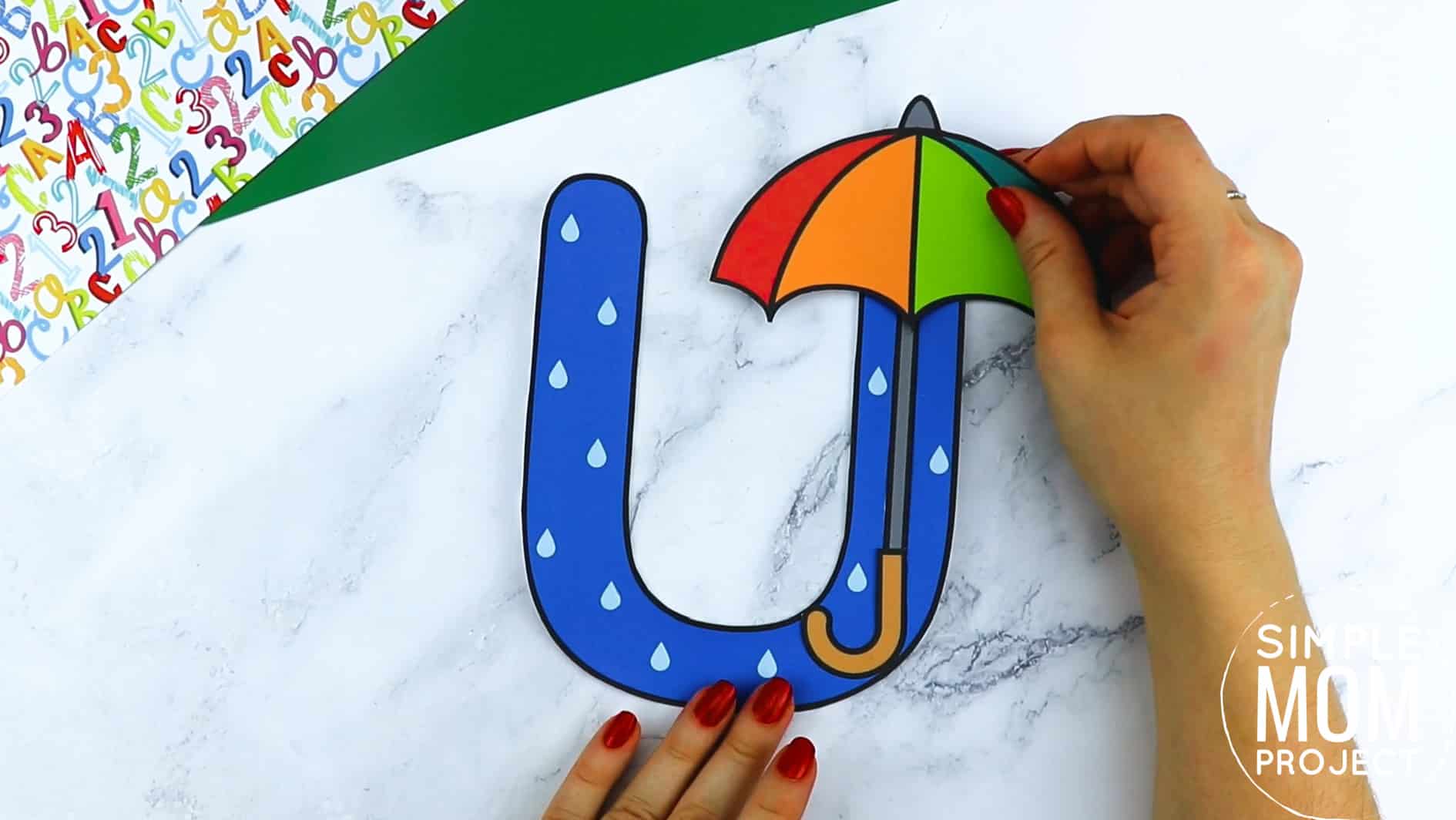 U is for Umbrella Printable Craft Umbrella Letter U Craft for Kids, preschoolers, toddlers and kindergartners