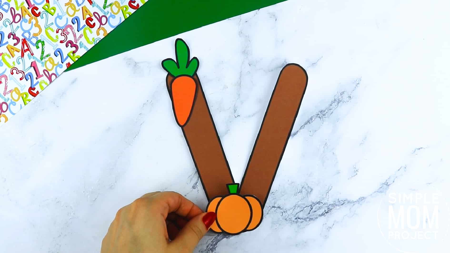 V is for Vegetables Printable Craft Vegetables Letter V Craft for Kids, preschoolers, toddlers and kindergartners