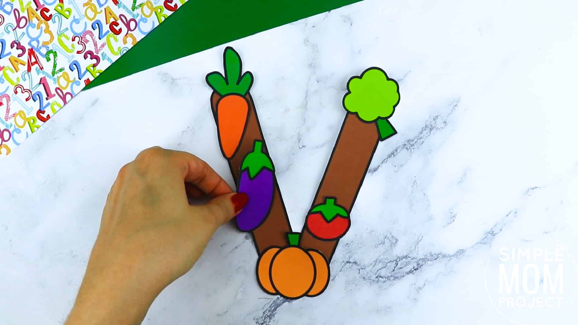 V is for Vegetables Printable Craft Vegetables Letter V Craft for Kids, preschoolers, toddlers and kindergartners