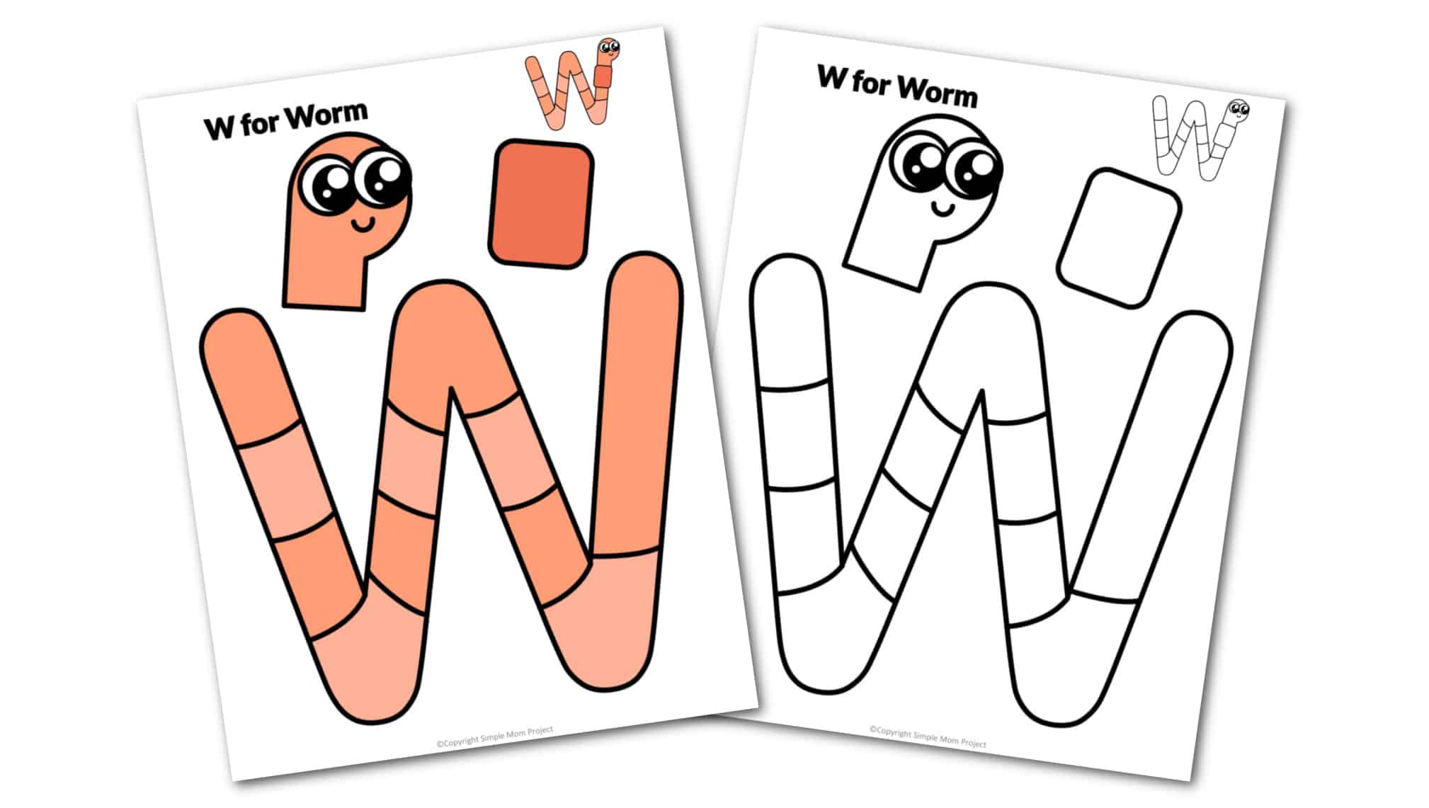 W is for Worm Free Printable Craft Worm Letter W Craft for Kids, preschoolers, toddlers and kindergartner