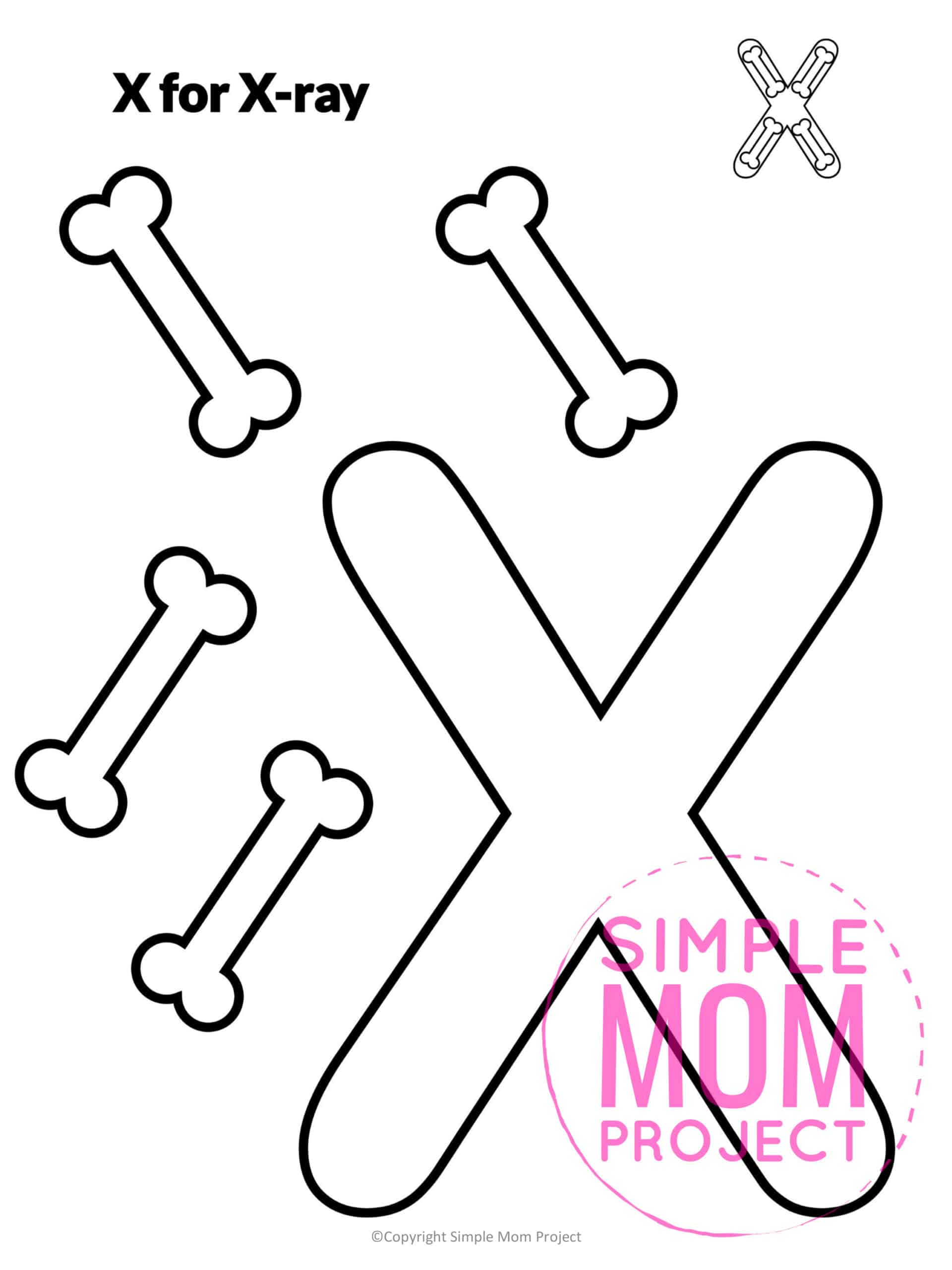 X is for Xray Free Printable Craft Xray Letter X Craft for Kids, preschoolers, toddlers and kindergartner