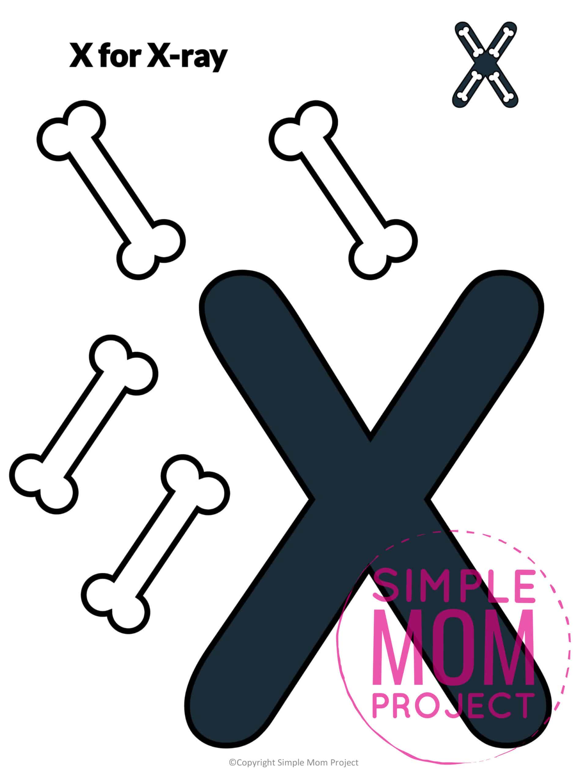 X is for Xray Free Printable Craft Xray Letter X Craft for Kids, preschoolers, toddlers and kindergartner
