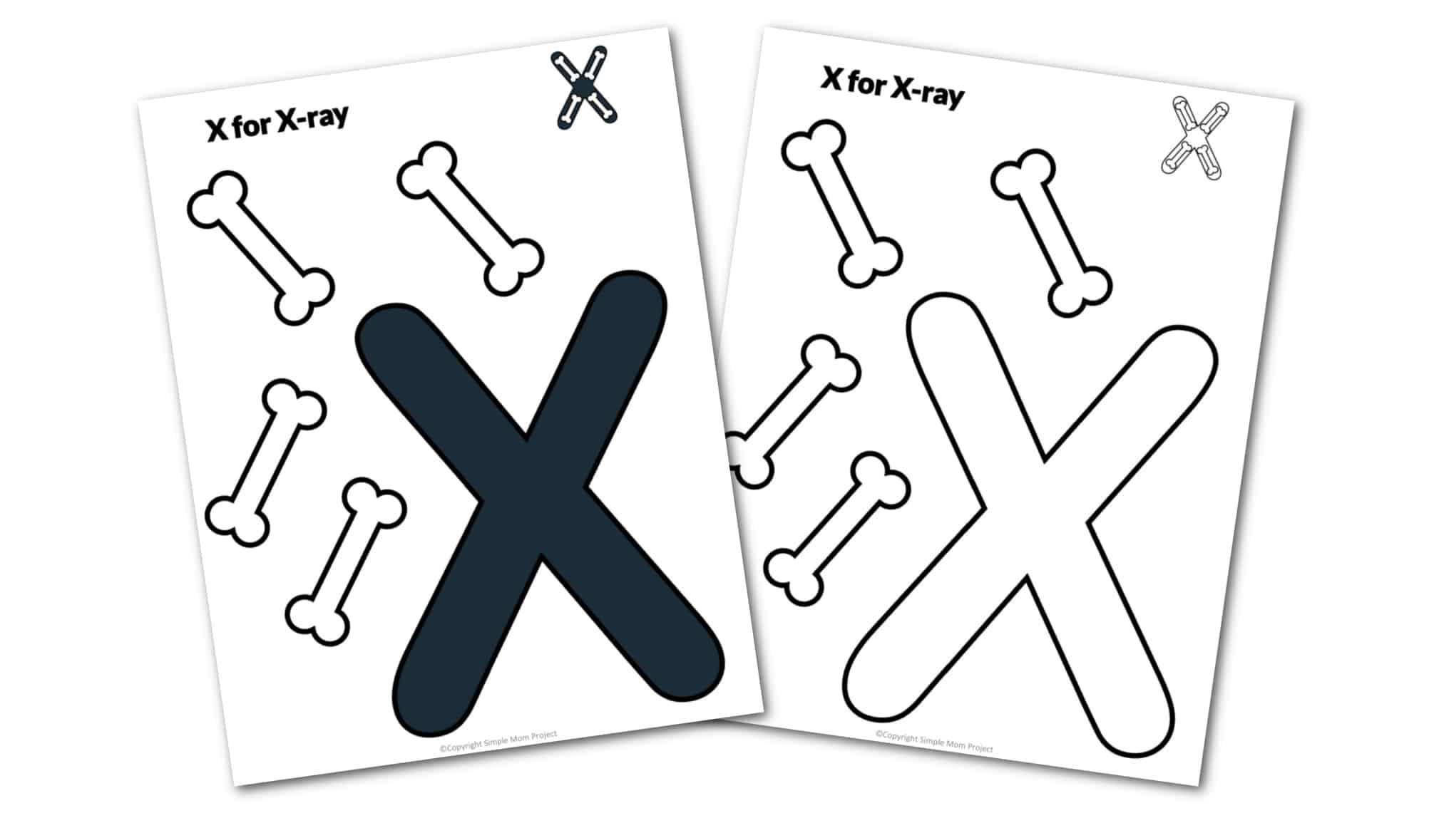 X is for Xray Free Printable Craft Xray Letter X Craft for Kids, preschoolers, toddlers and kindergartner