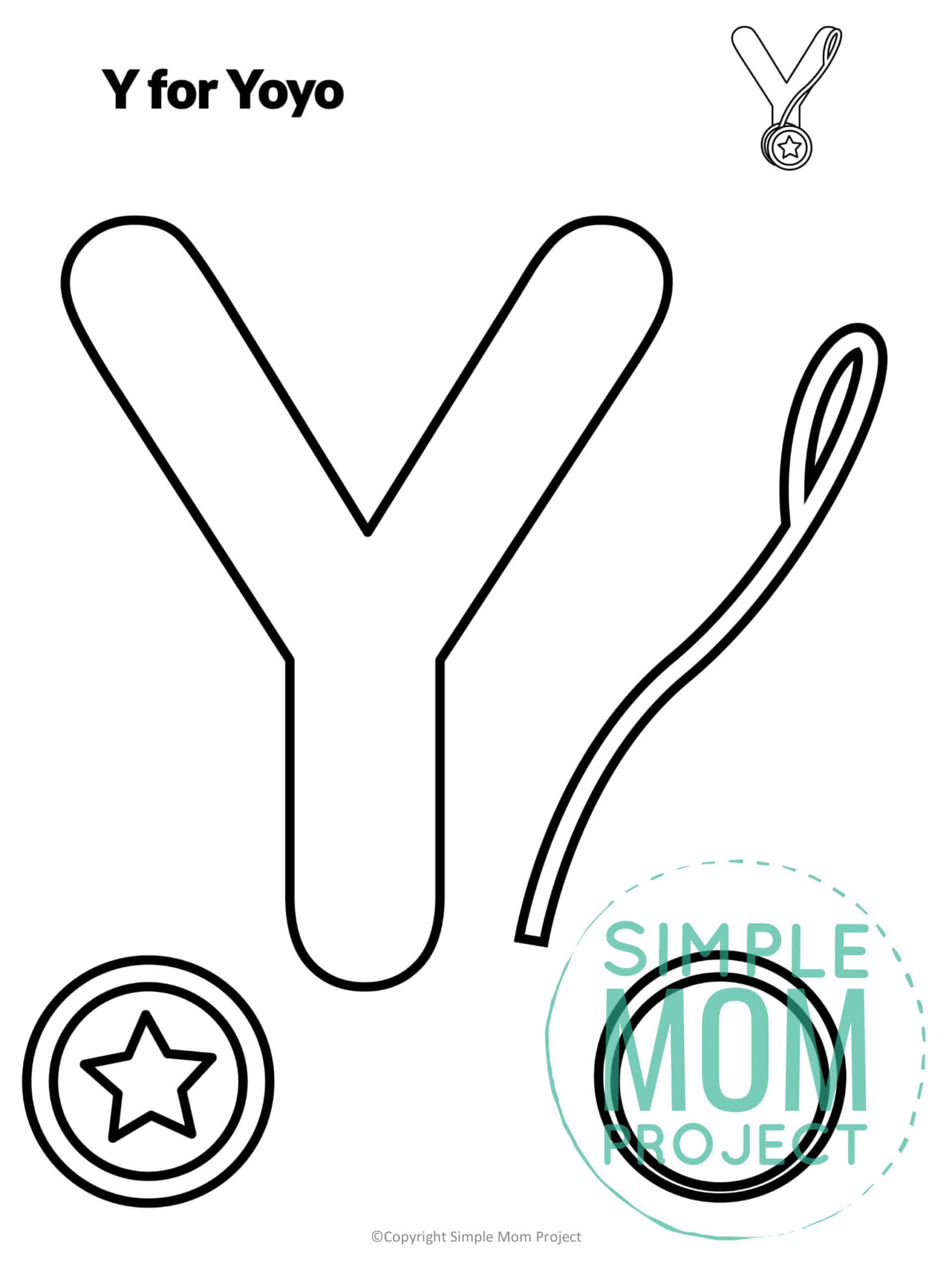 Y is for Yoyo Printable Craft Yoyo Letter Y Craft for Kids, preschoolers, toddlers and kindergartners