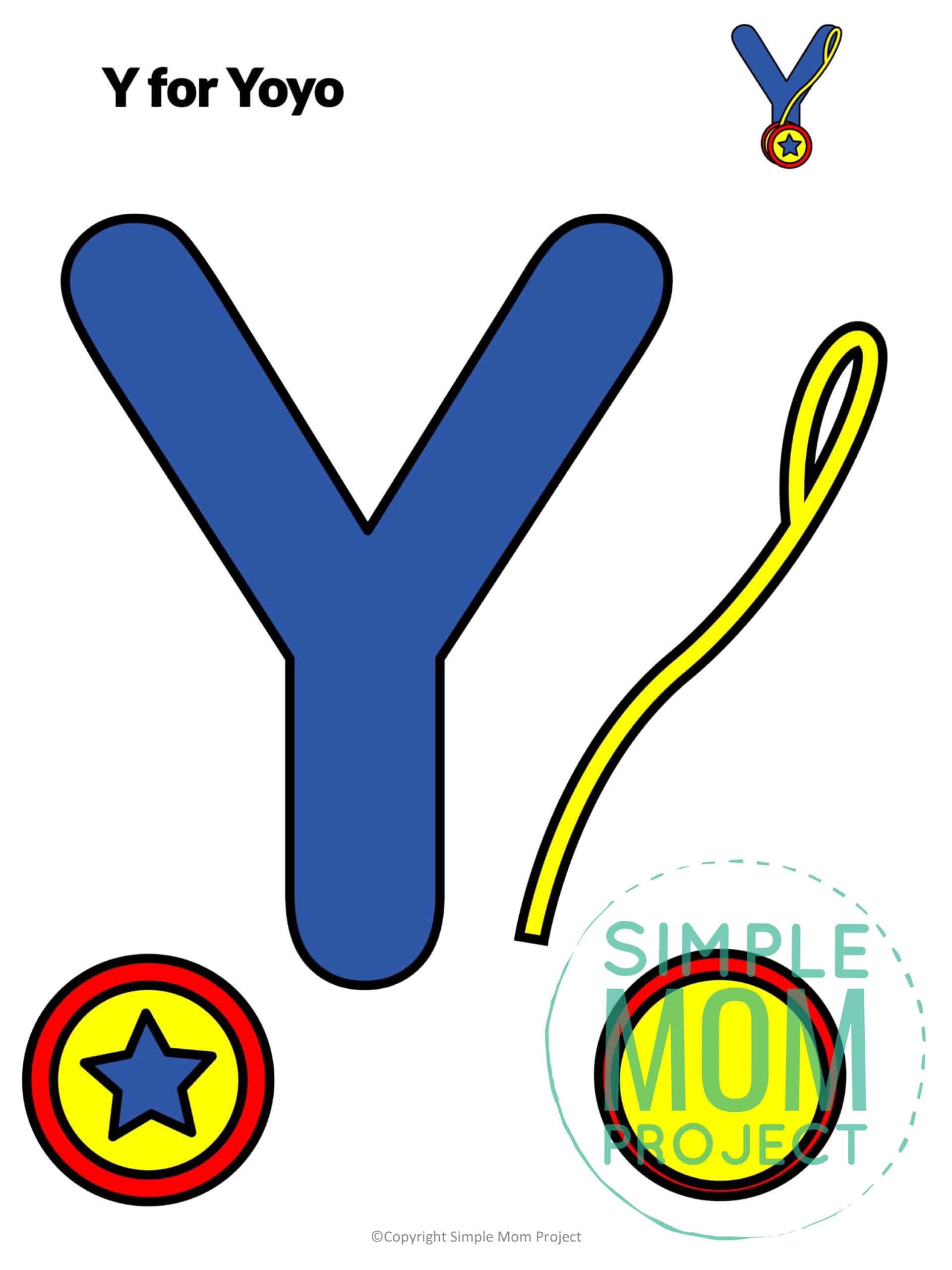 Y is for Yoyo Printable Craft Yoyo Letter Y Craft for Kids, preschoolers, toddlers and kindergartners