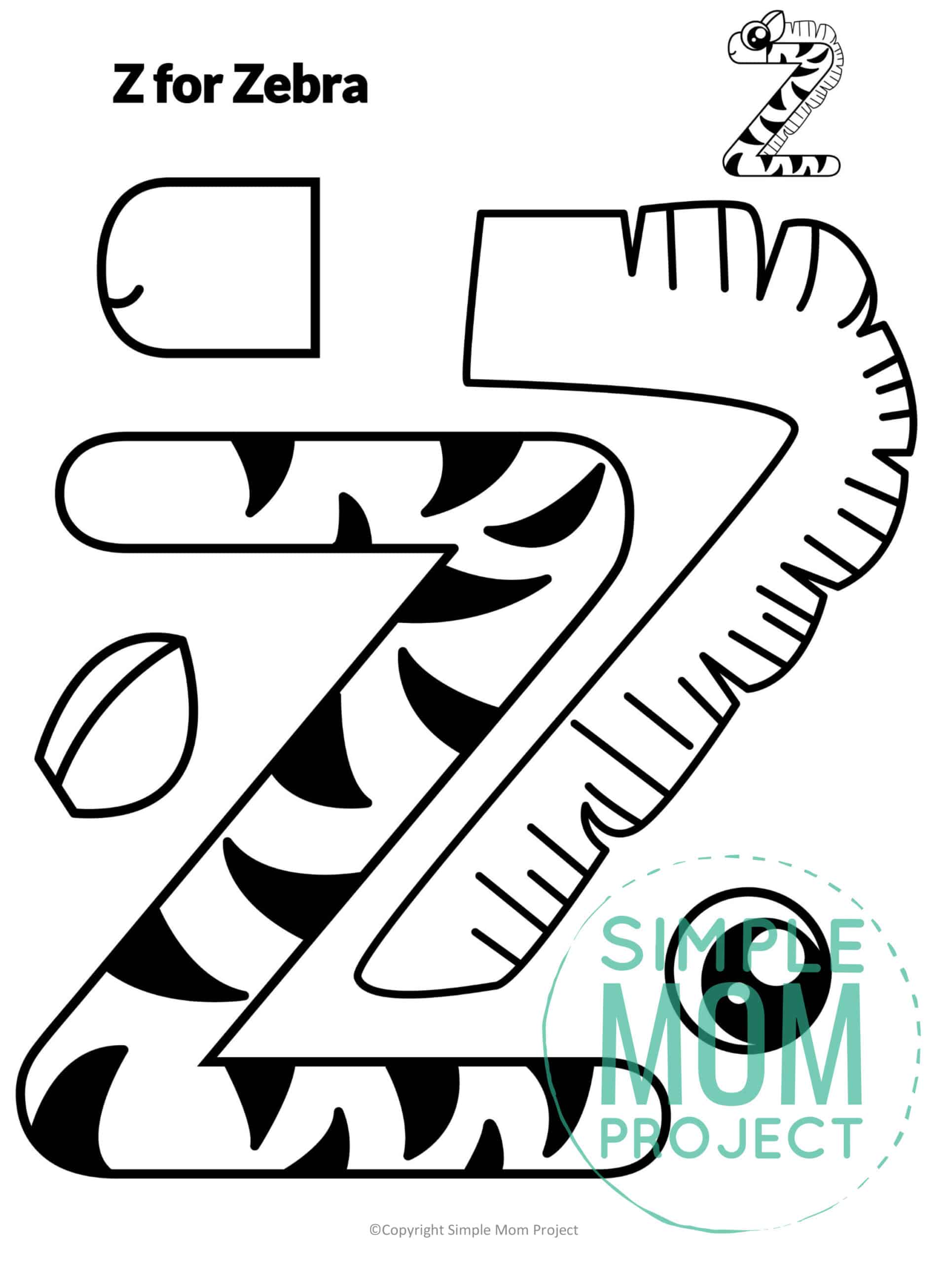 Z is for Zebra Printable Craft Zebra Letter Z Craft for Kids, preschoolers, toddlers and kindergartners