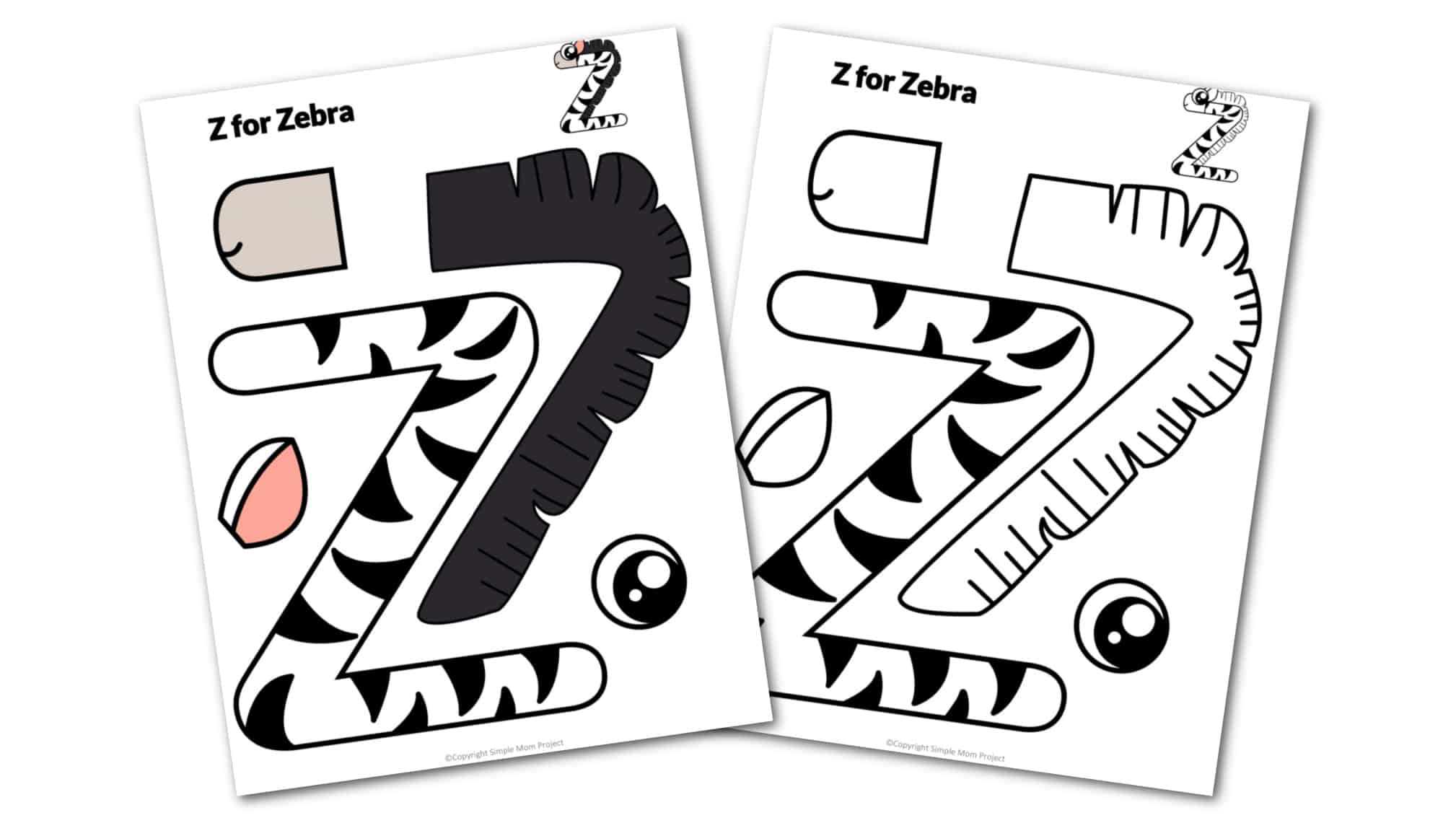 Z is for Zebra Printable Craft Zebra Letter Z Craft for Kids, preschoolers, toddlers and kindergartners