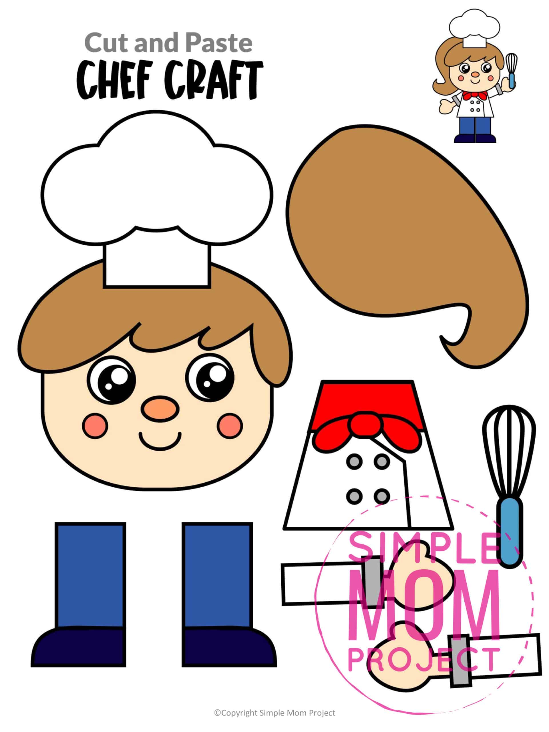 Free printable chef community helper for kids, preschoolers, toddlers and kindergartners