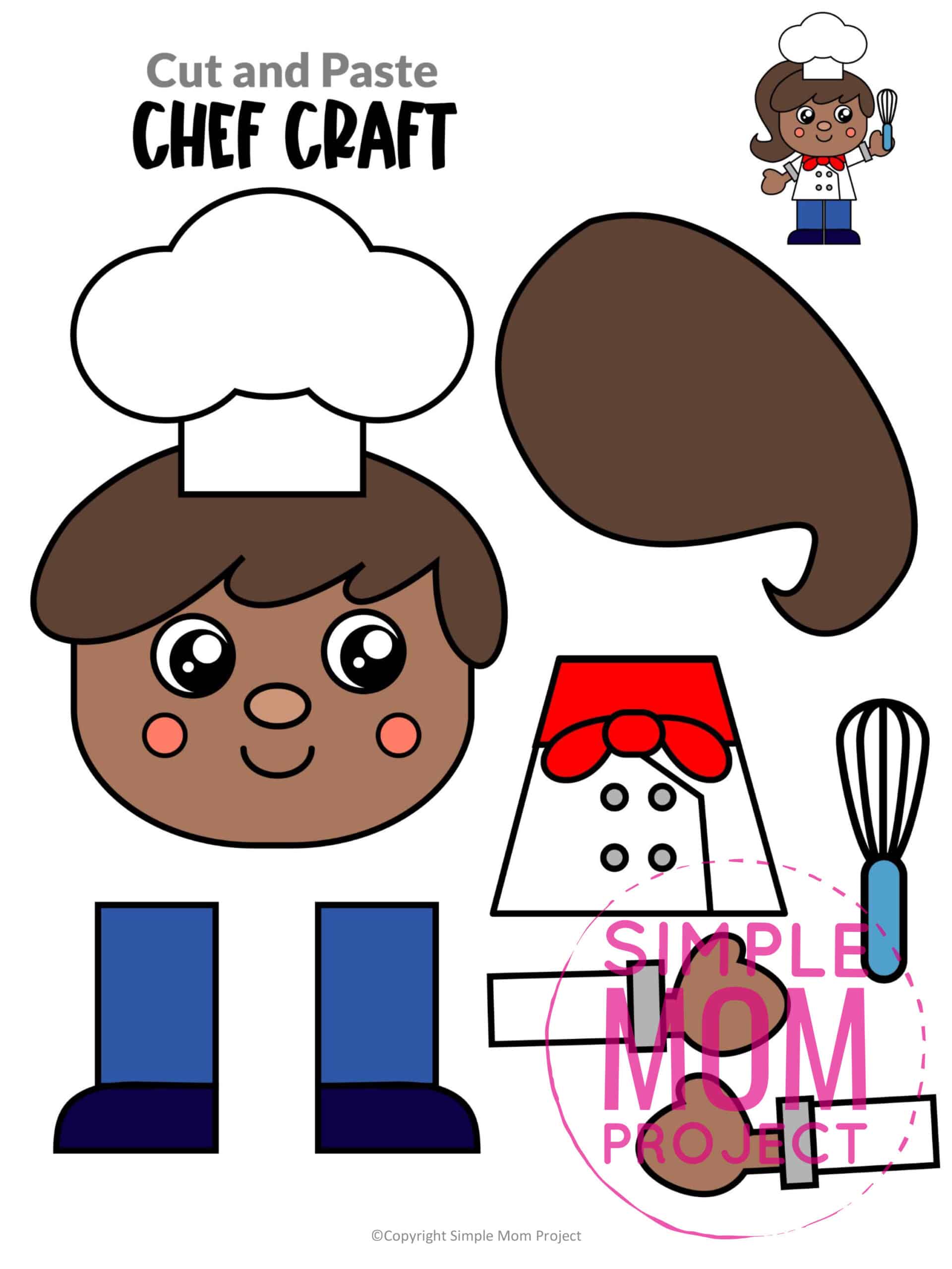 Free printable chef community helper for kids, preschoolers, toddlers and kindergartners