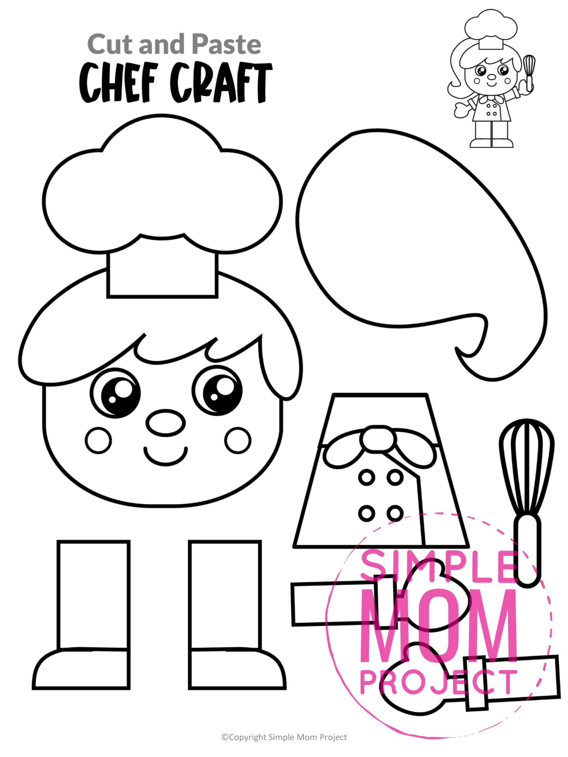 Free printable chef community helper for kids, preschoolers, toddlers and kindergartners