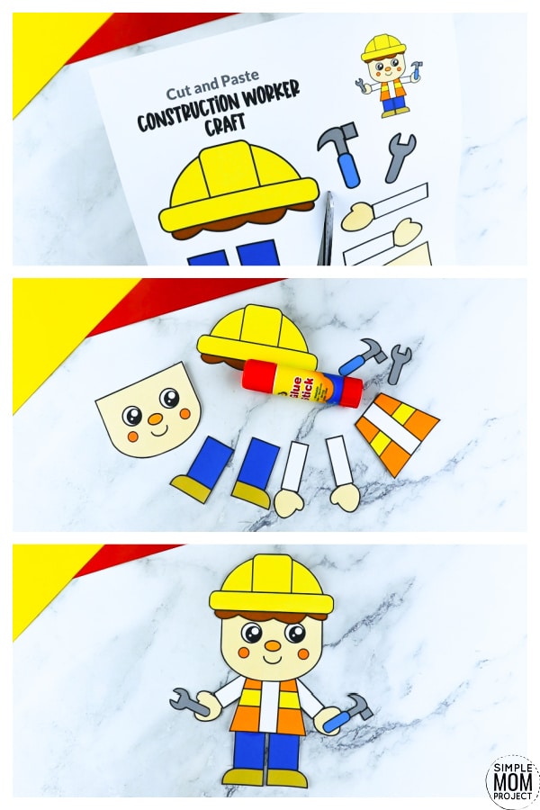 Free printable construction worker community helper for kids, preschoolers, toddlers and kindergartners