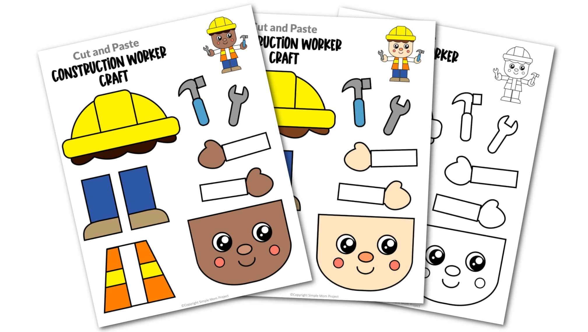 Free printable construction worker community helper for kids, preschoolers, toddlers and kindergartners