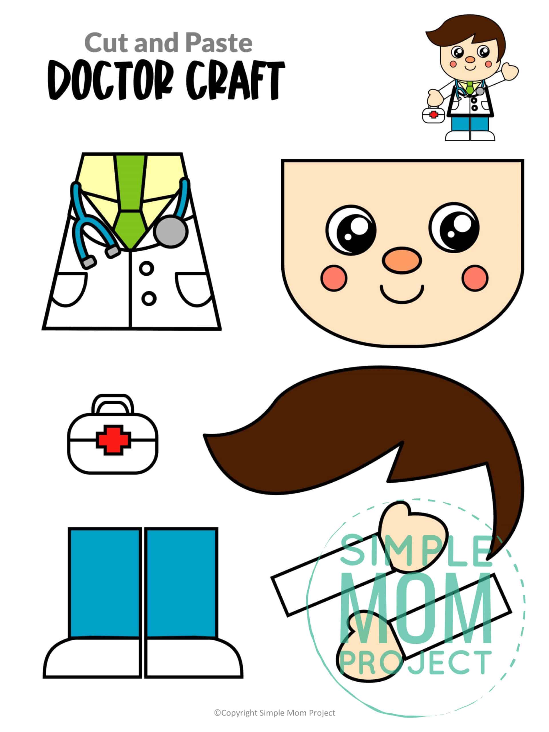 Free printable doctor community helper for kids, preschoolers, toddlers and kindergartners