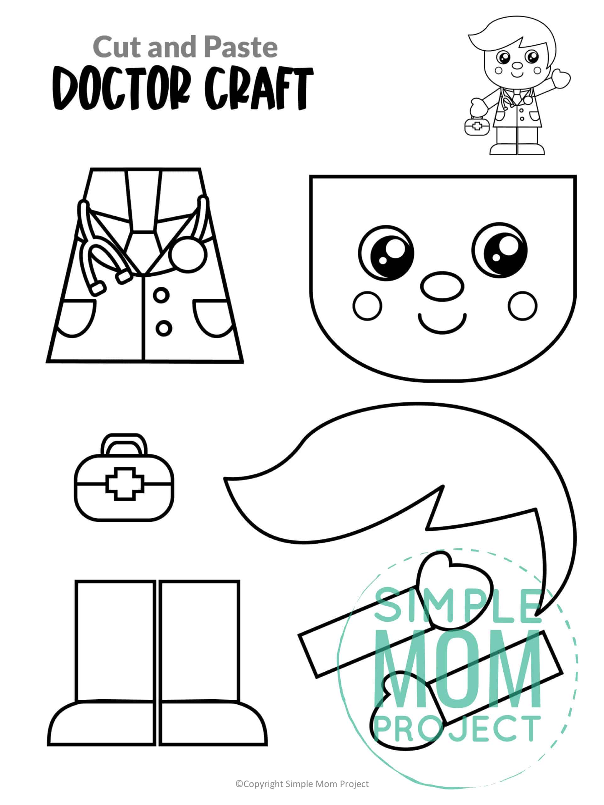 Free printable doctor community helper for kids, preschoolers, toddlers and kindergartners
