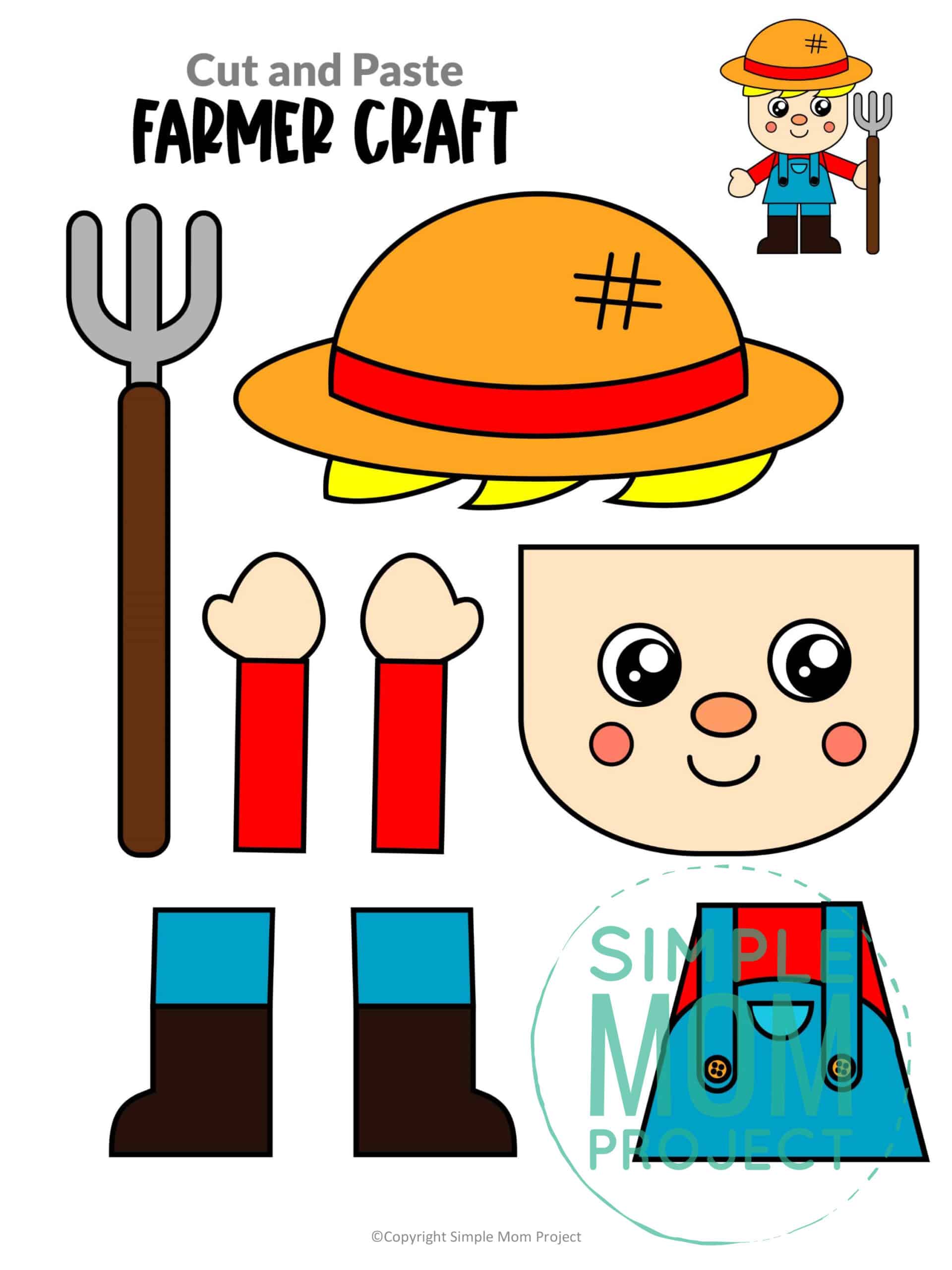 Free printable farmer community helper for kids, preschoolers, toddlers and kindergartners