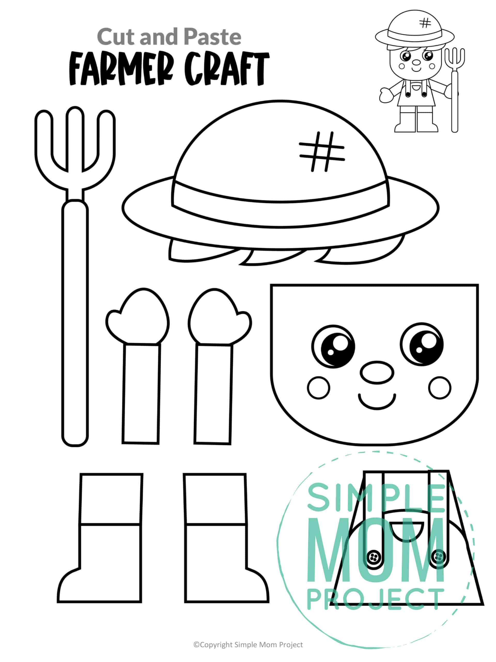 Free printable farmer community helper for kids, preschoolers, toddlers and kindergartners