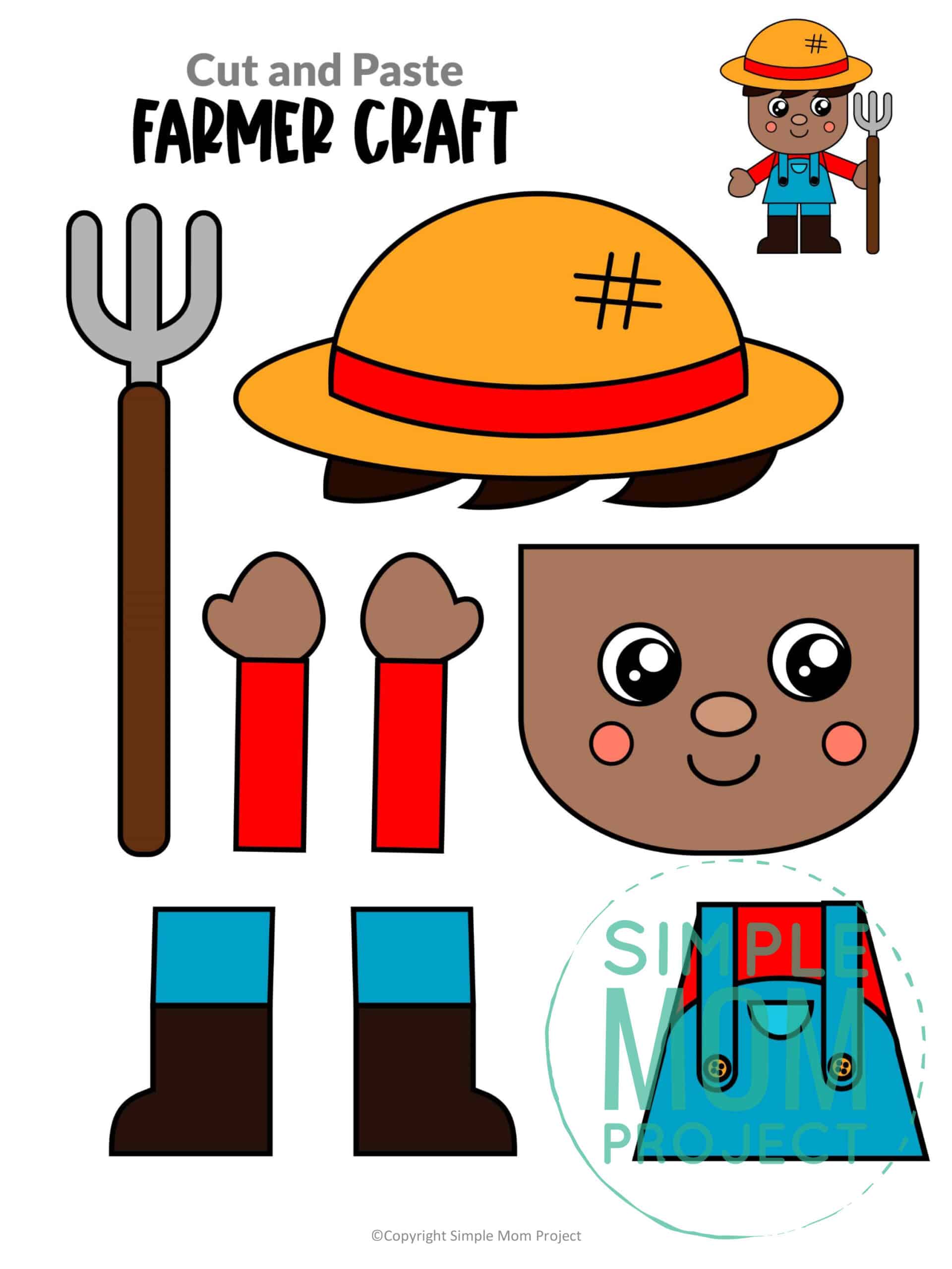Free printable farmer community helper for kids, preschoolers, toddlers and kindergartners