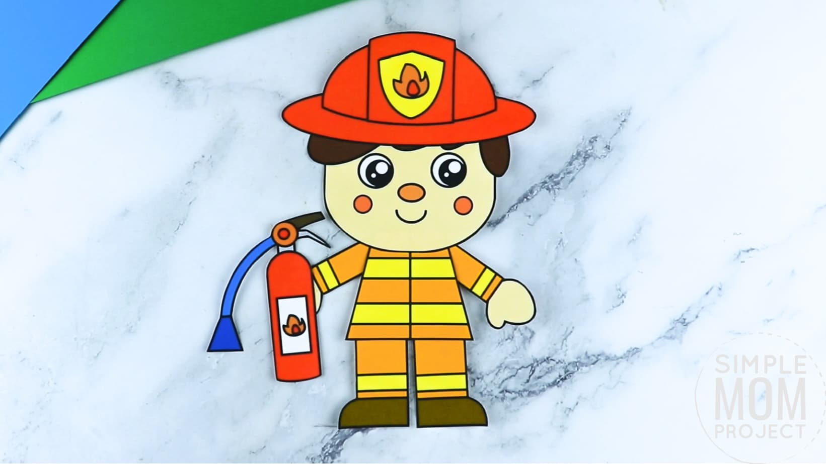 Free printable fire fighter craft community helper for kids, preschoolers, toddlers and kindergartners