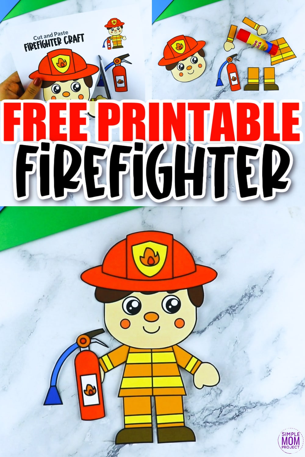 Free printable fire fighter craft community helper for kids, preschoolers, toddlers and kindergartners