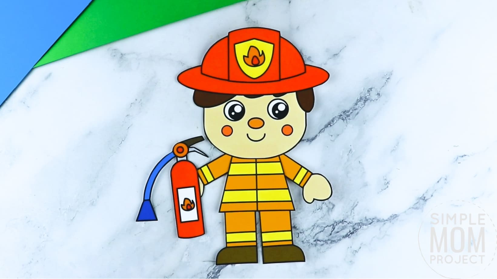 Free printable fire fighter craft community helper for kids, preschoolers, toddlers and kindergartners