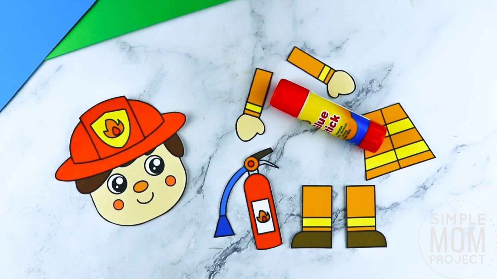 Free printable fire fighter craft community helper for kids, preschoolers, toddlers and kindergartners