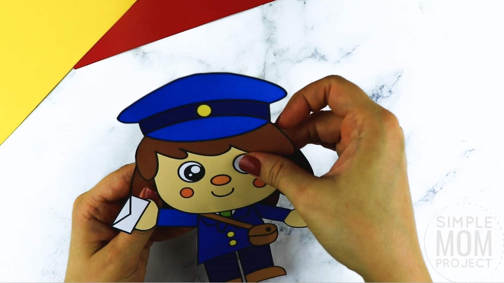 Free printable mail carrier craft community helper for kids, preschoolers, toddlers and kindergartners