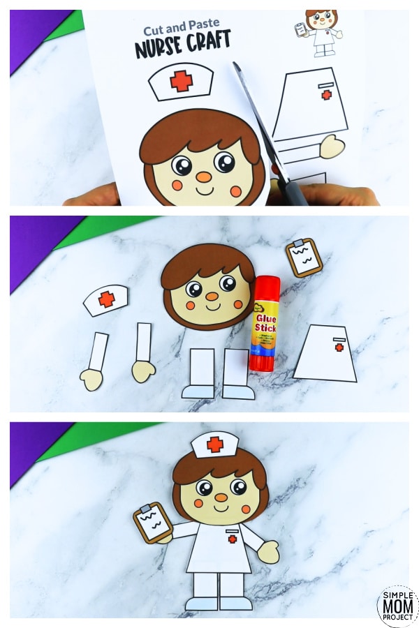 Free printable nurse craft community helper for kids, preschoolers, toddlers and kindergartners