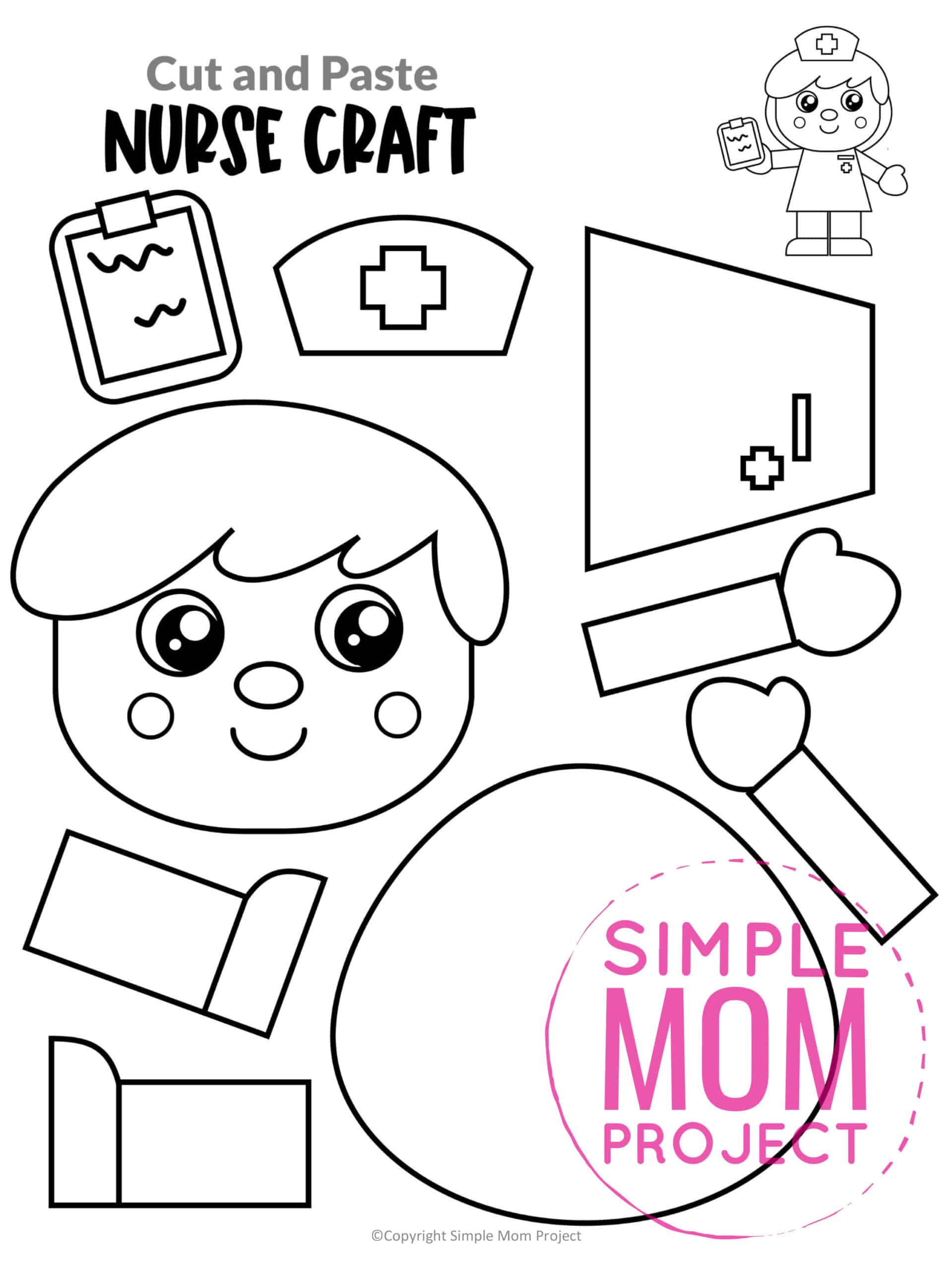 Free printable nurse craft community helper for kids, preschoolers, toddlers and kindergartners