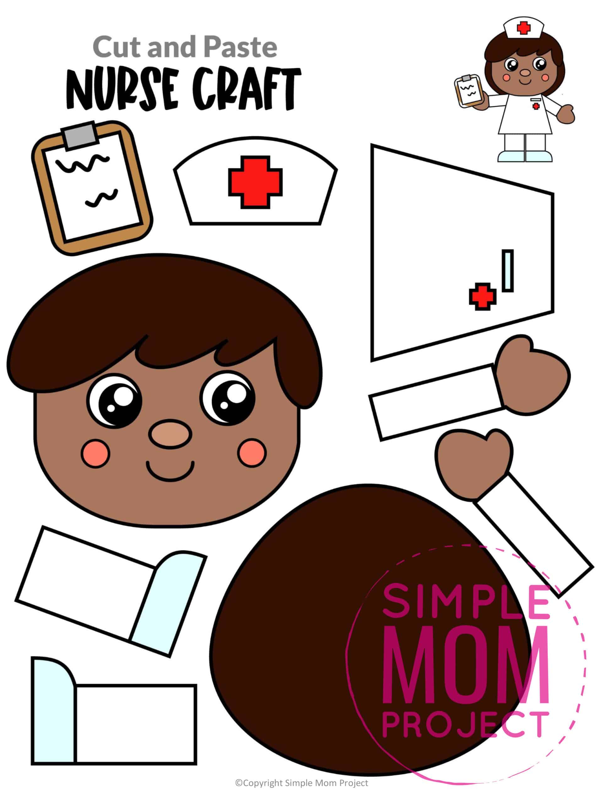 Free printable nurse craft community helper for kids, preschoolers, toddlers and kindergartners