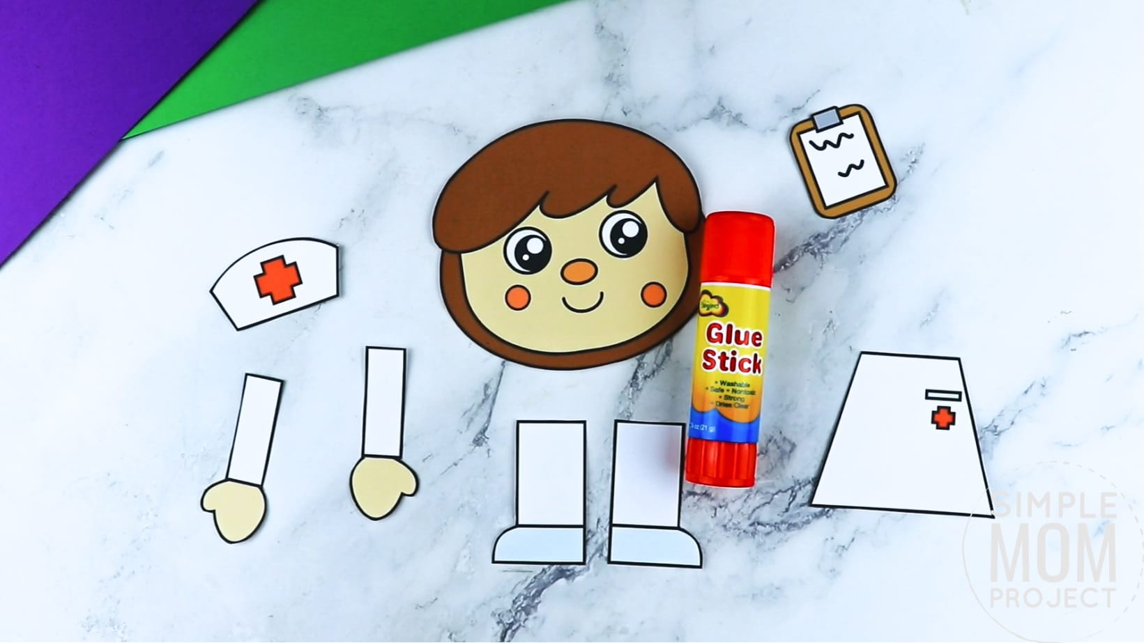 Free printable nurse craft community helper for kids, preschoolers, toddlers and kindergartners