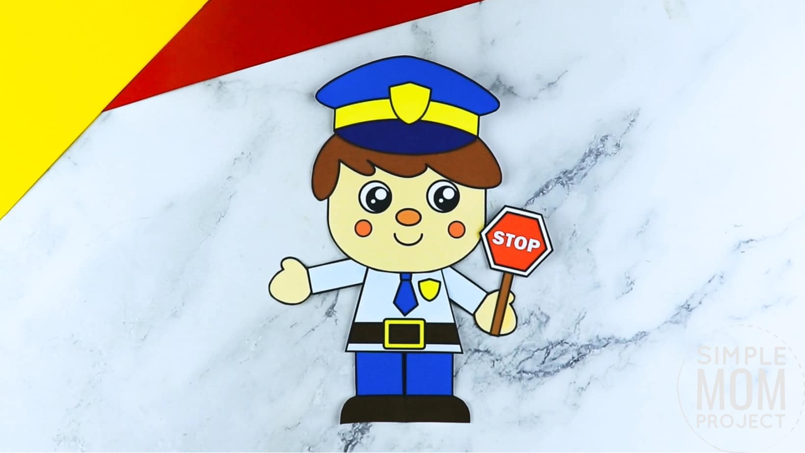 Free printable police officer craft for kids, preschoolers, toddlers and kindergartners