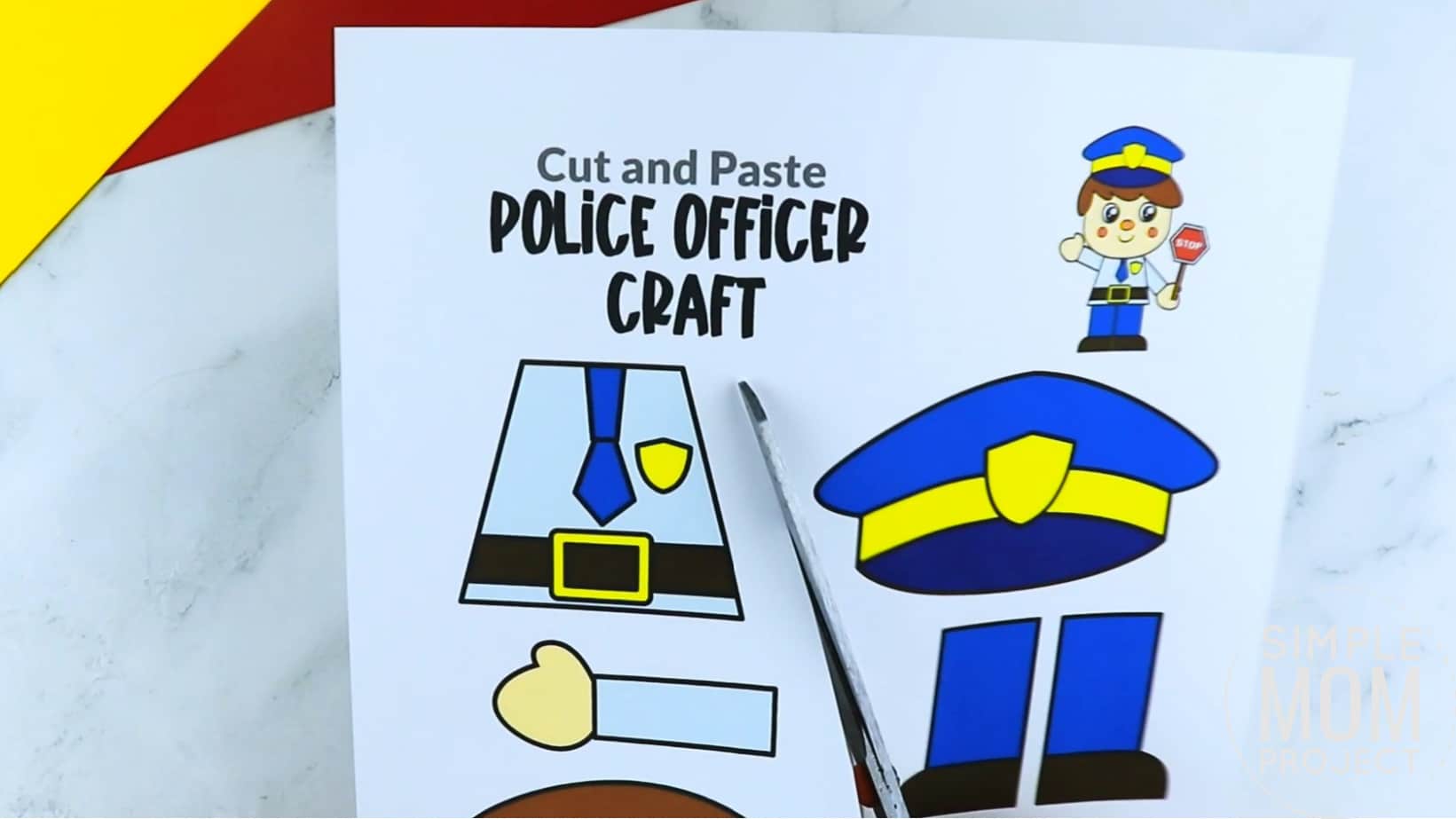 Free printable police officer craft for kids, preschoolers, toddlers and kindergartners